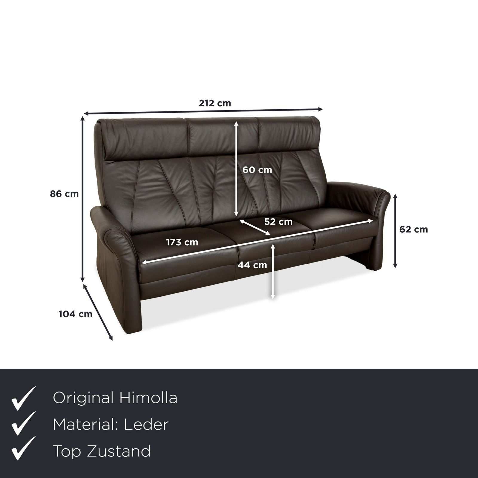 Canapé 3 places Himolla Tangram en cuir gris brun photo furniture