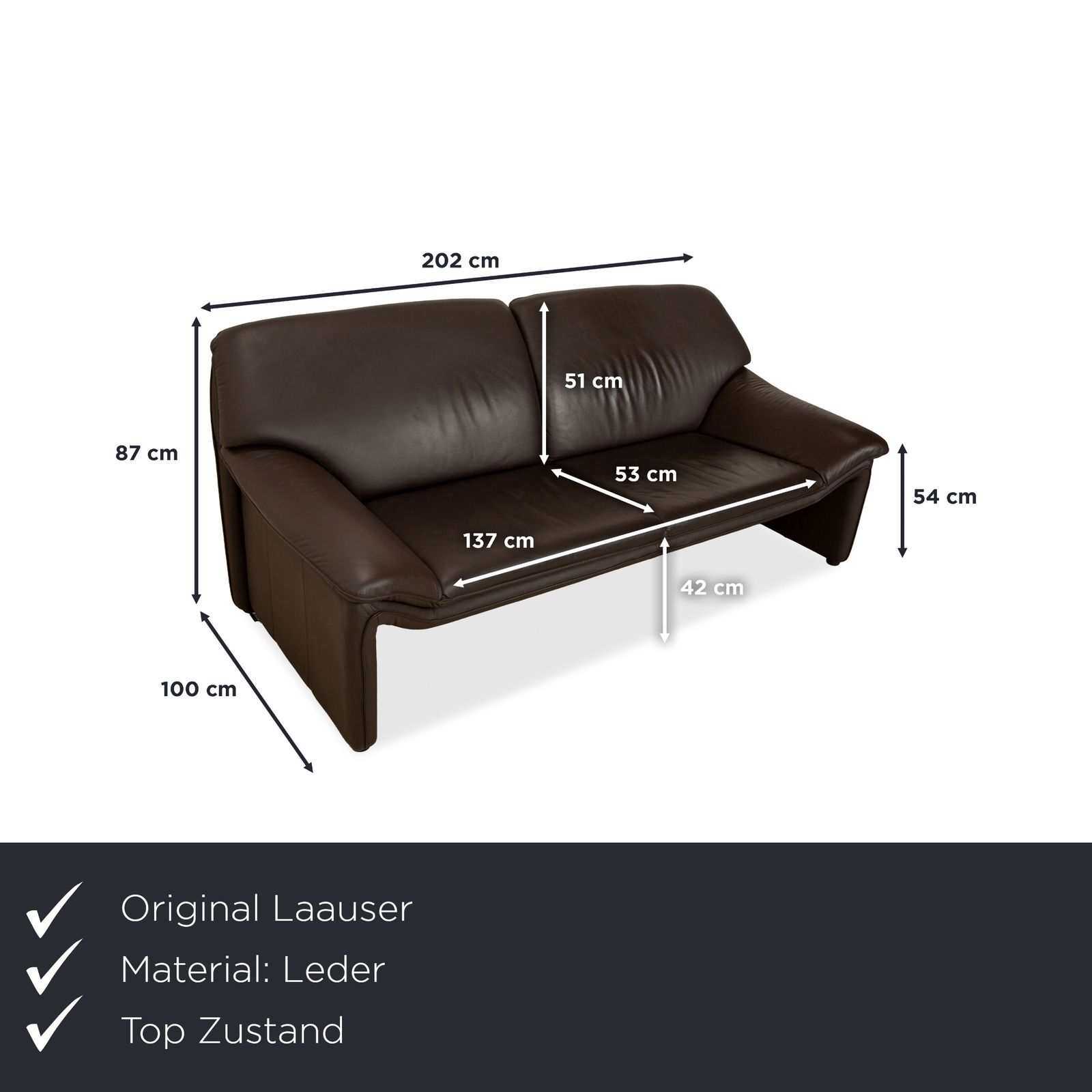 Canapé 2 places Laauser Atlanta en cuir marron photo furniture