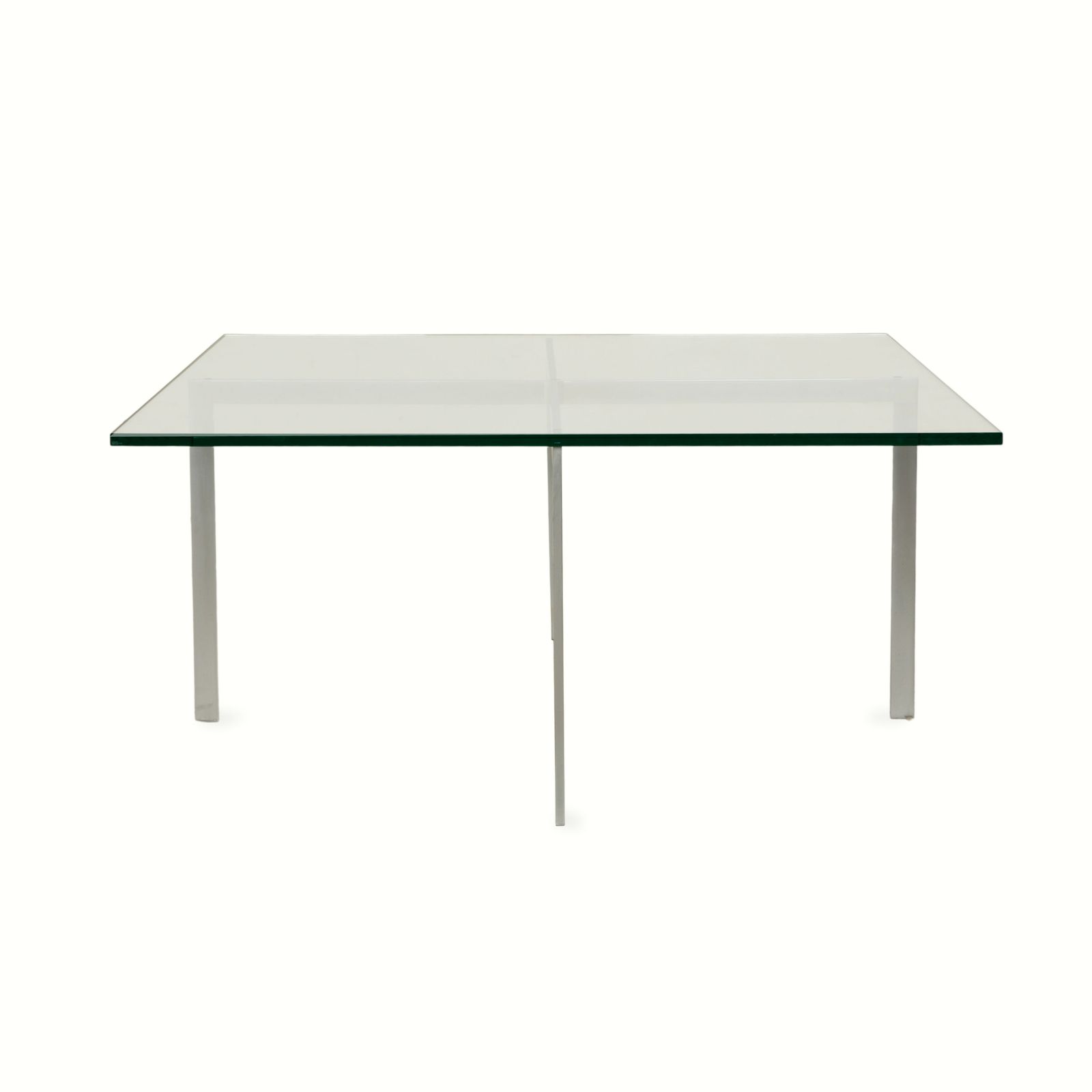 photo furniture Knoll International Barcelona Glass Coffee Table Chrome