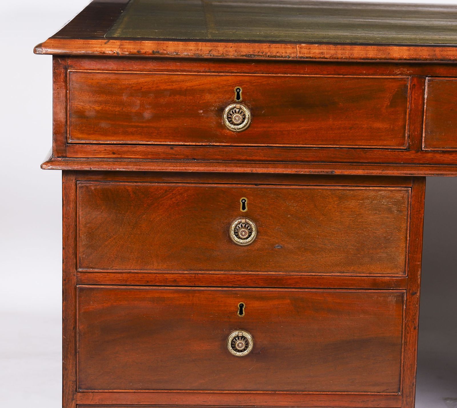 photo for sale Antique George III Flame Mahogany Partners Pedestal Desk C1790 18th Century
