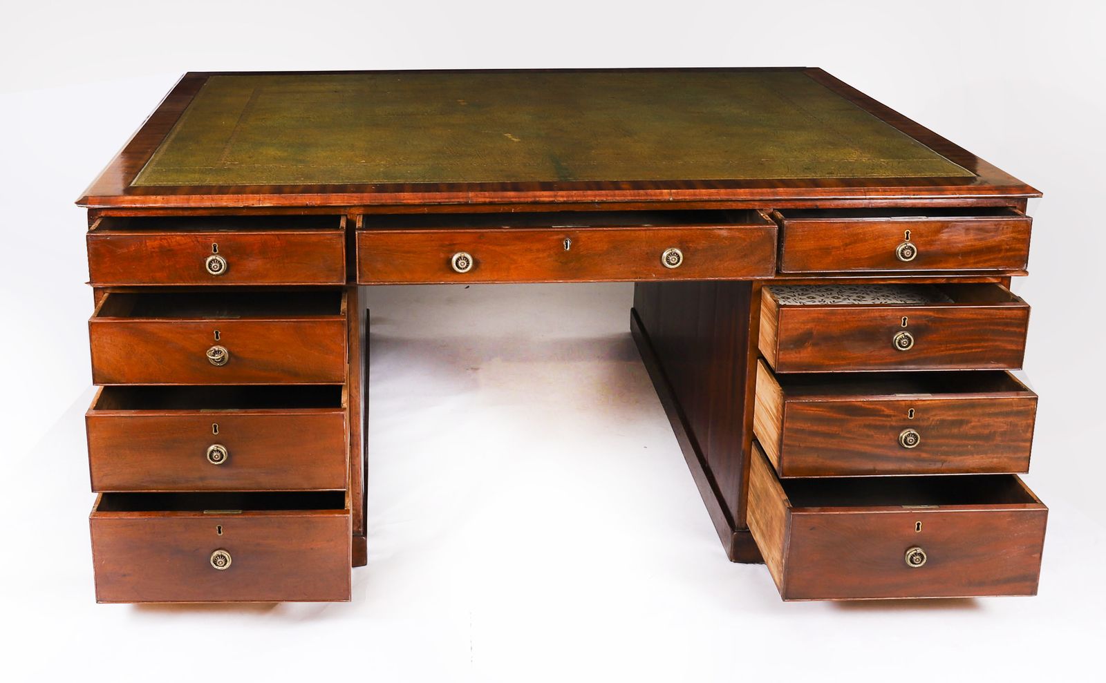 Furniture Antique George III Flame Mahogany Partners Pedestal Desk C1790 18th Century photo