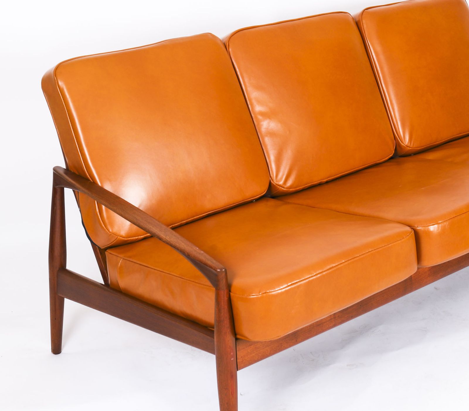 photo for sale Kai Kristiansen "Paper Knife" Teak Tree Sofa For Magnus Olesen Mid Century