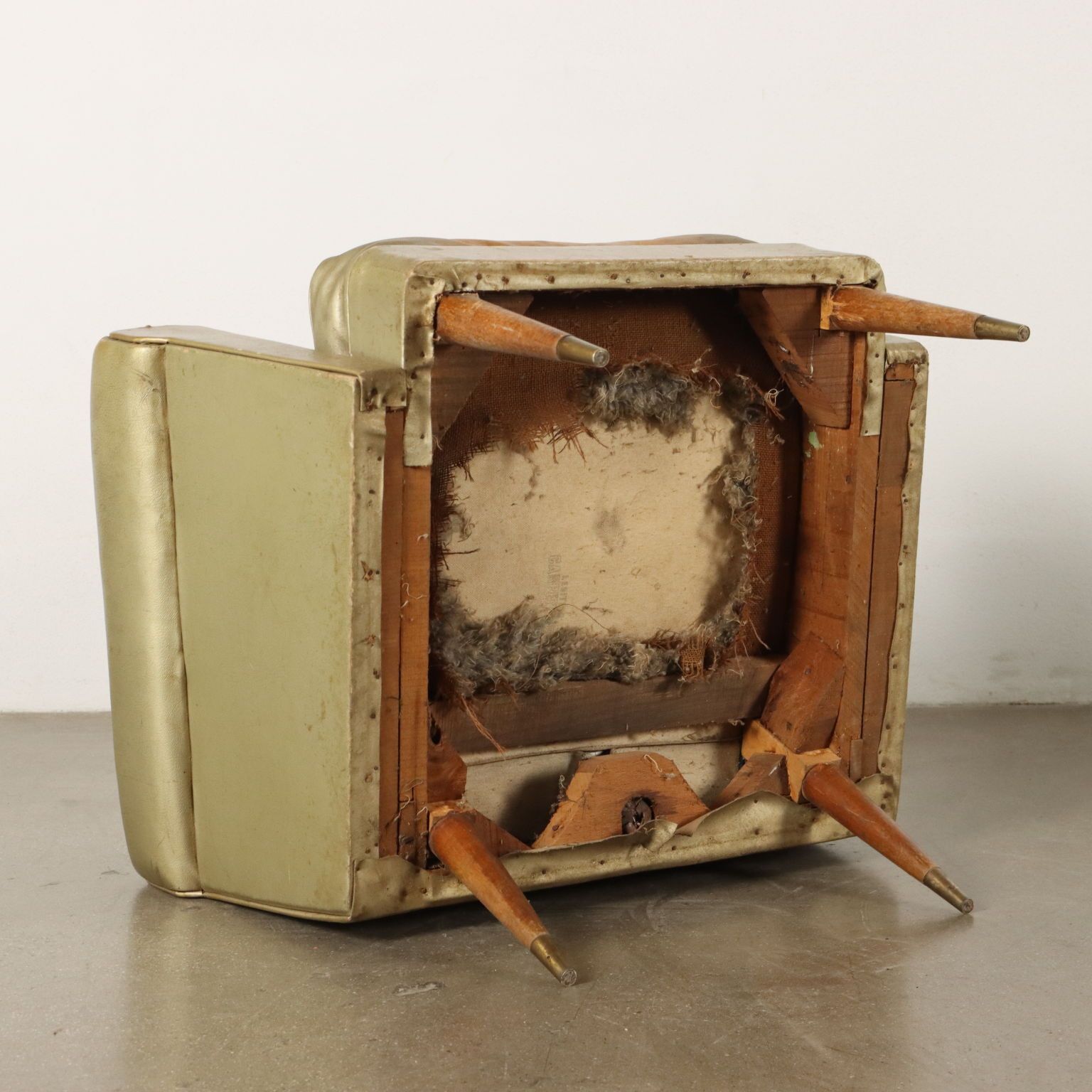 photo buy Vintage 1950s Armchair Wood Leatherette Padding Argentina