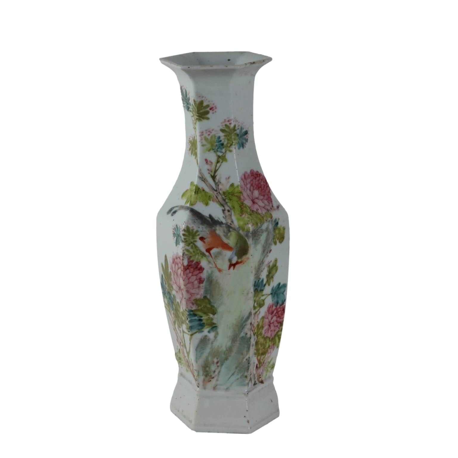 Antique Vase Baluster Shape Enamelled Porcelain China 1910 1920