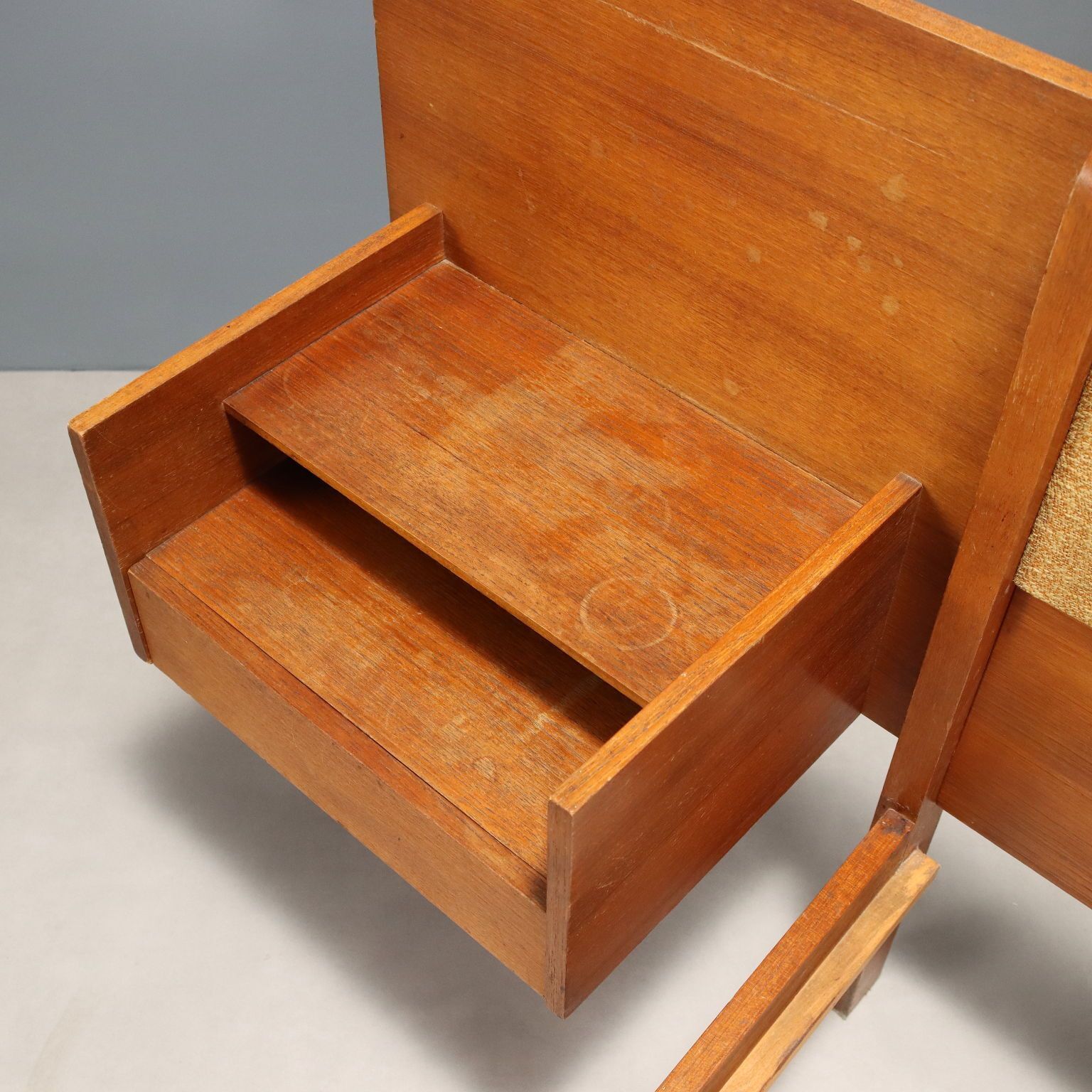 Vintage Bed Design Teak Veneer Fabric 1960s photo Furniture