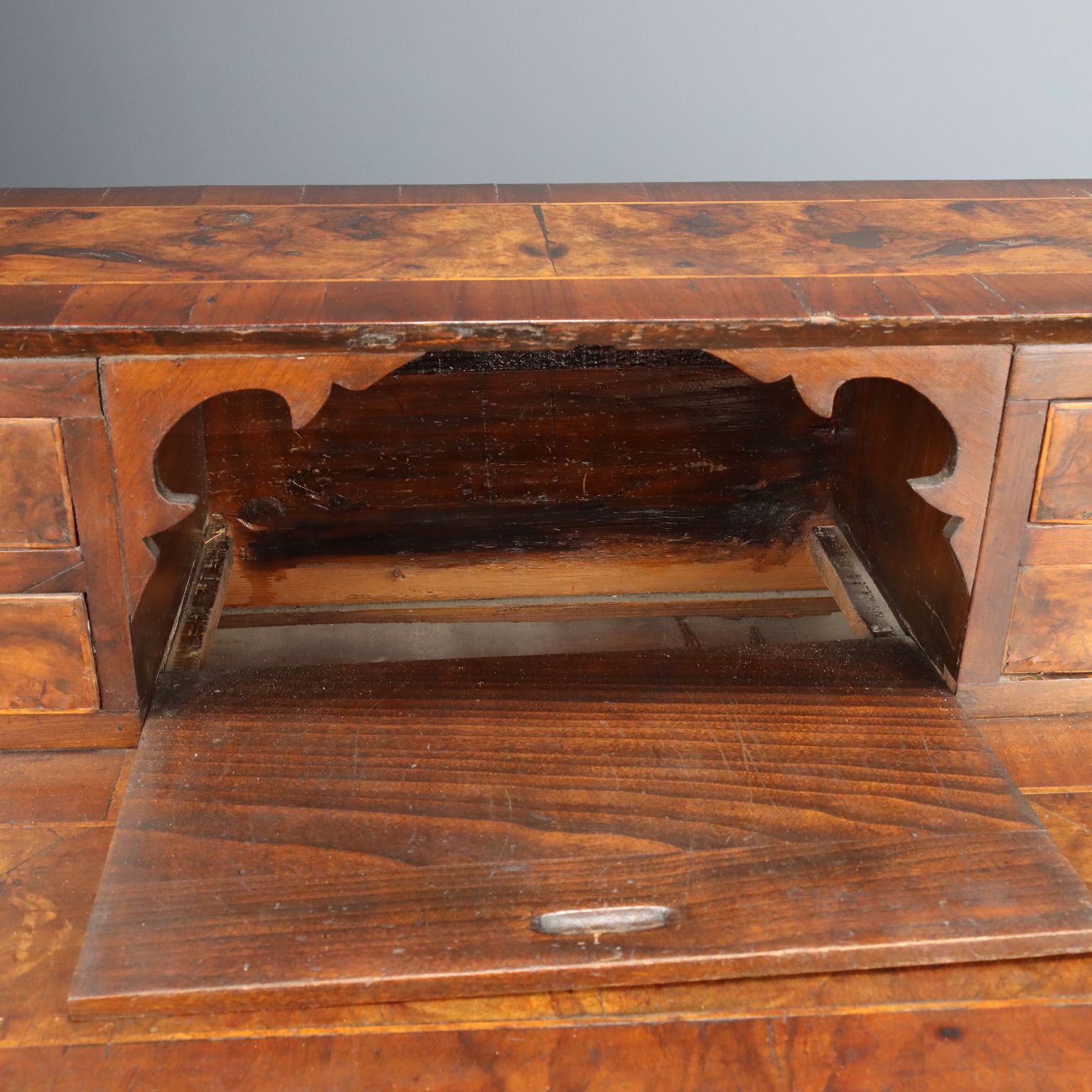 Baroque Flap Cabinet Walnut Poplar XVIII Century photo vintage