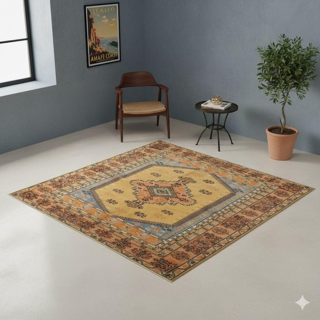 Antique Melas Carpet Cotton Wool Handmade Turkey 63 X 53 In photo furniture
