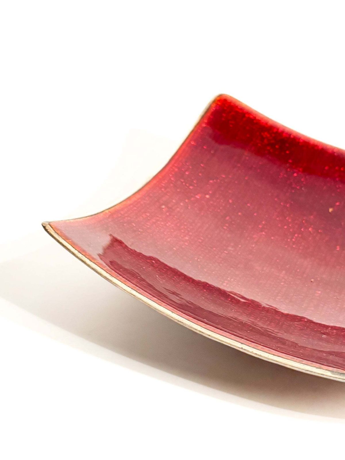 Red Enameled Copper Centerpiece Bowl And Decorations By Studio Del Campo, 1960s photo vintage