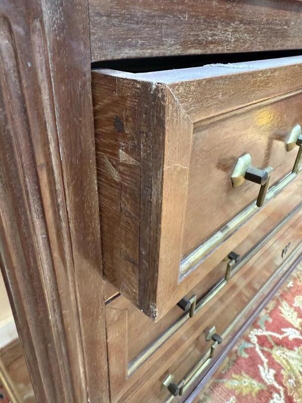 Commode De Style Louis XVI En Acajou Et Filets De Laiton Marbre Blanc De Carrare photo furniture