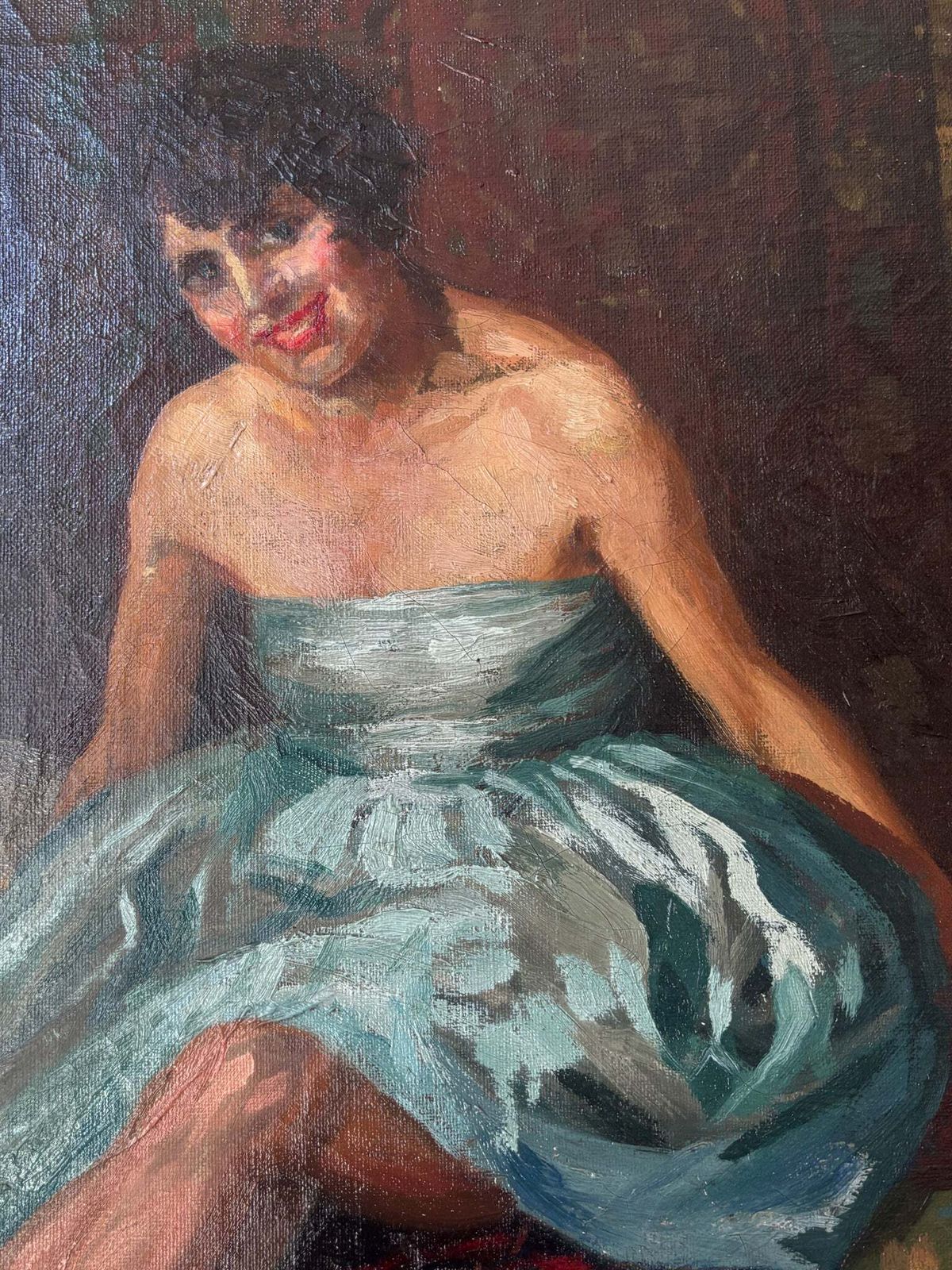 Oil On Canvas Portrait Of A Dancer, Neapolitan School, 1940s photo Art