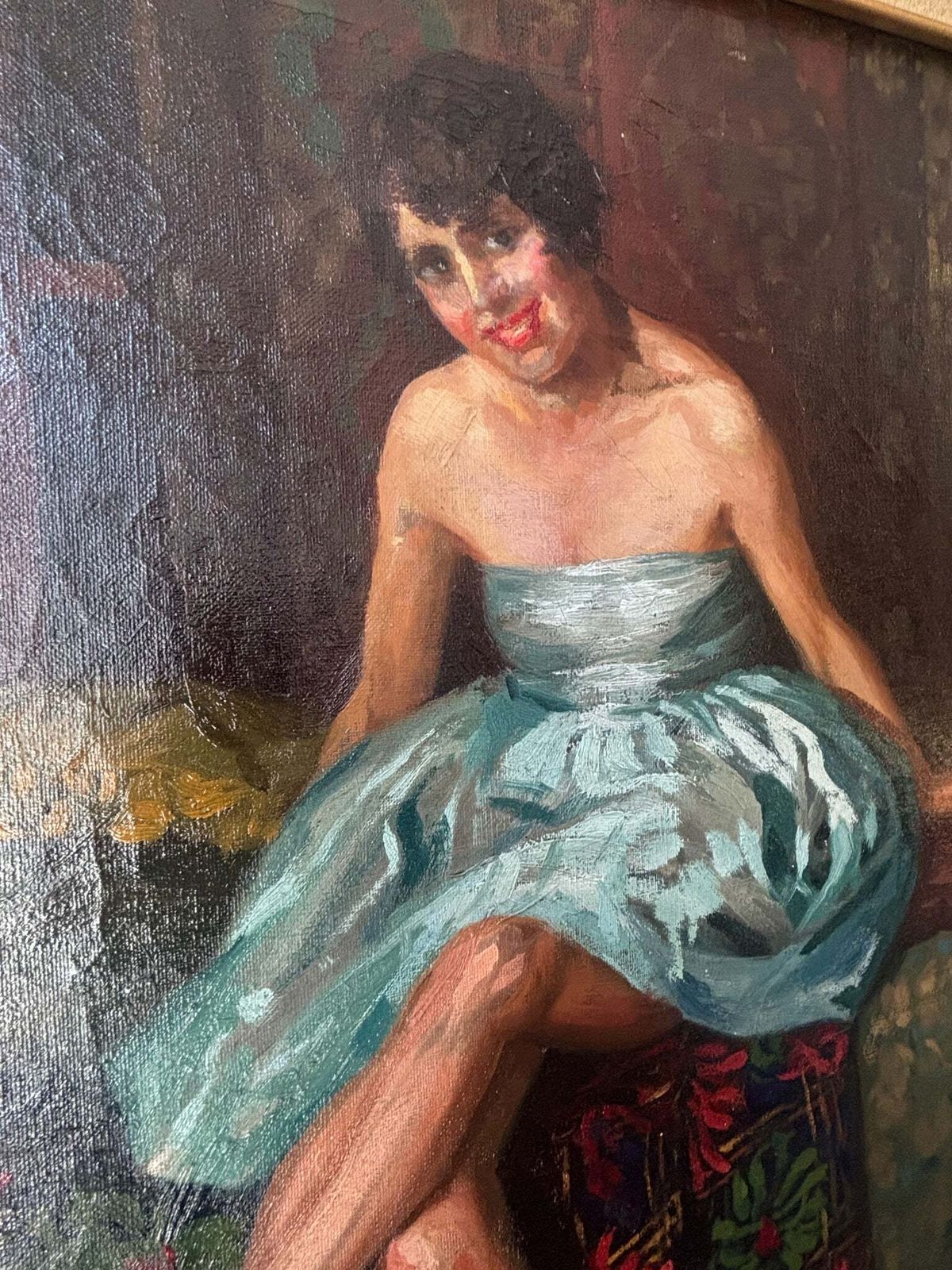 500.0 Oil On Canvas Portrait Of A Dancer, Neapolitan School, 1940s photo