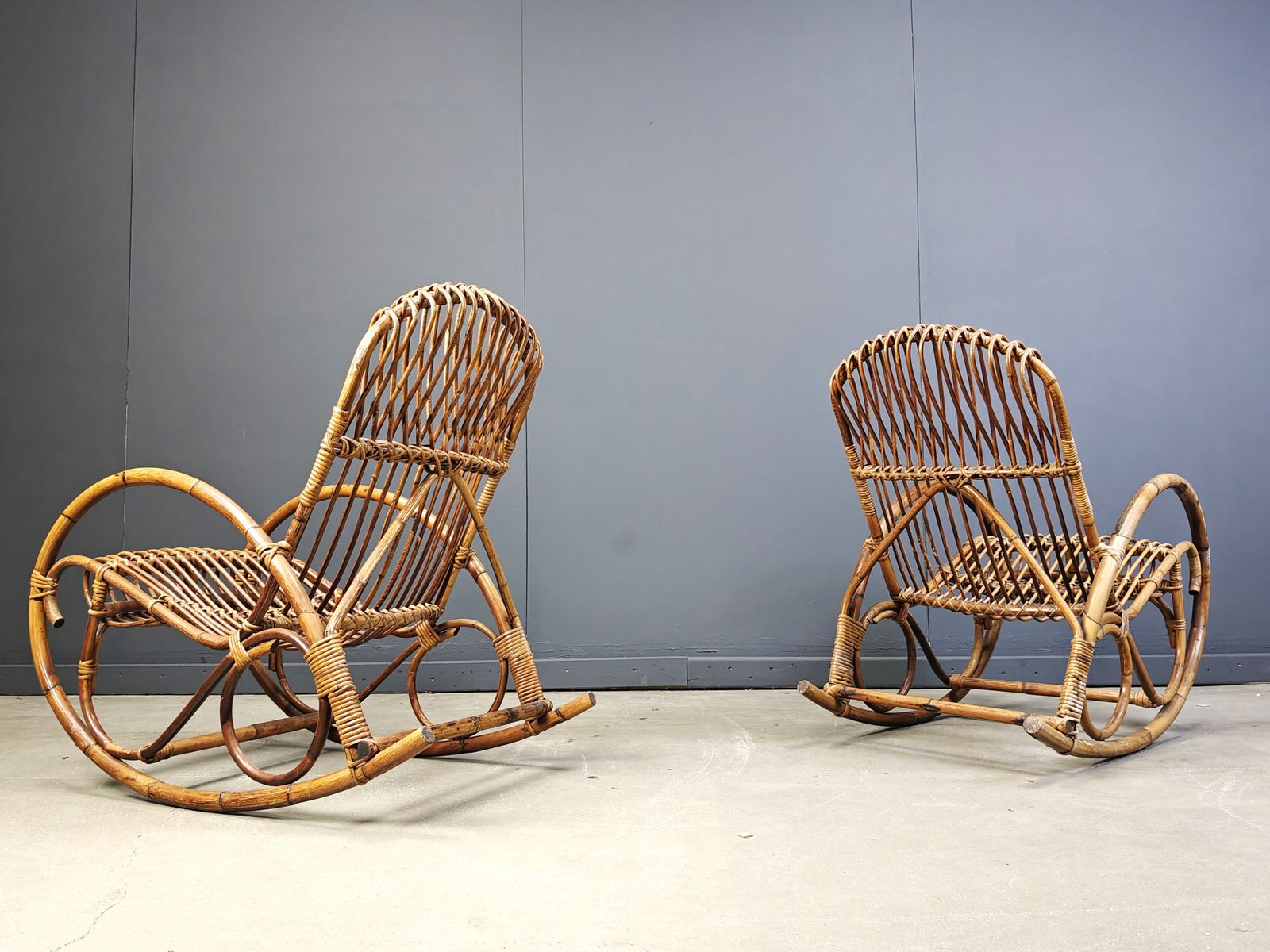 Vintage Bamboo Rocking Chairs, 1960s   Set Of 2 photo furniture