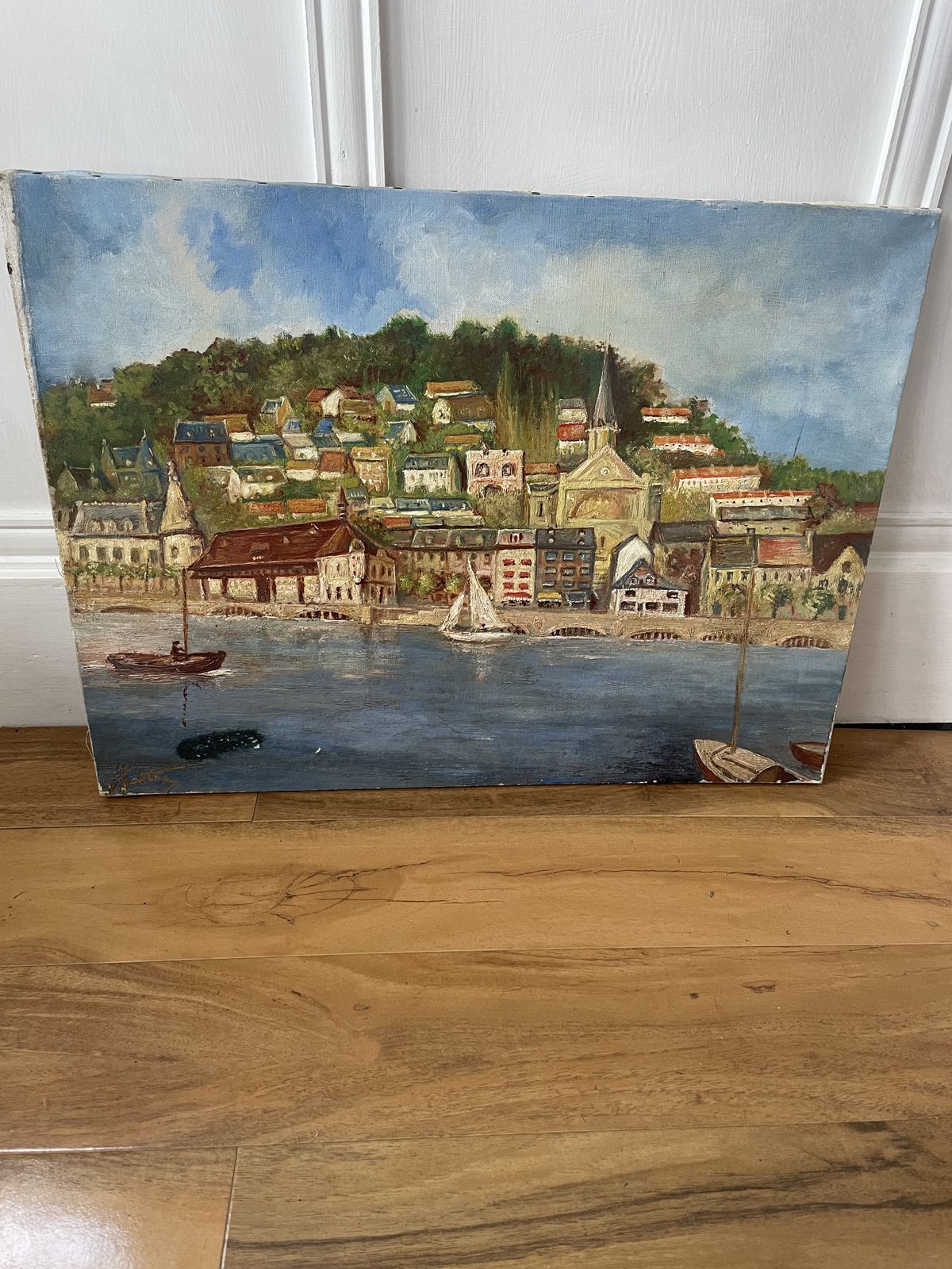 Oil On Canvas French Port Scene
