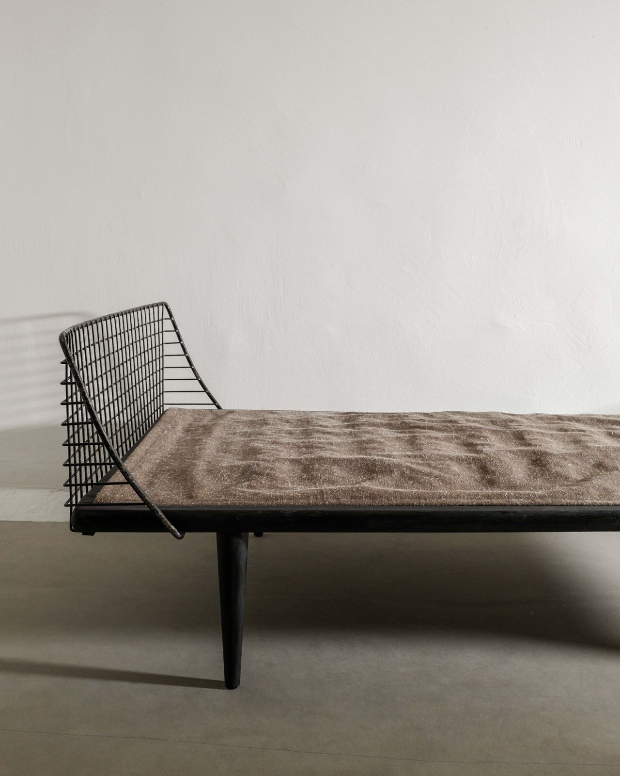 Swedish Mid Century Black Wooden Daybed With Metal Endings By Bengt Ruda For Nordiska Kompaniet, 1950s photo for sale