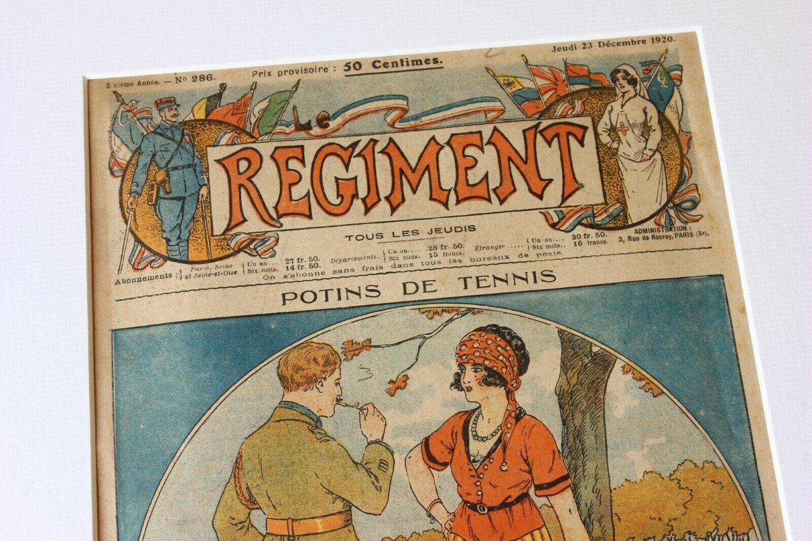 Le Regiment Ww1 French Magazine Potins De Tennis Framed Print. 1920. photo Art