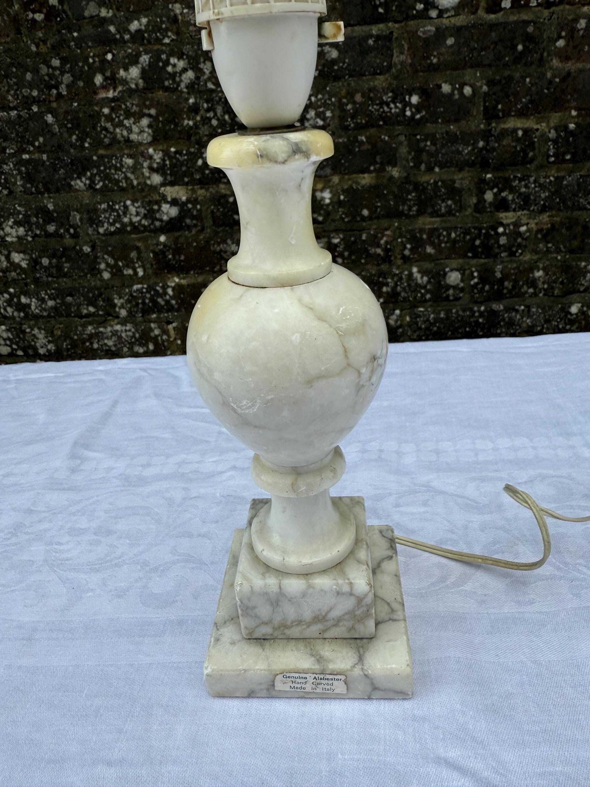 Rare Mid Century Italian Alabaster Table Lamp, Grey Table Lamp, Hand Carved Mid Century Stone Lighting, Made In Italy, Bedside Lamp Base photo buy
