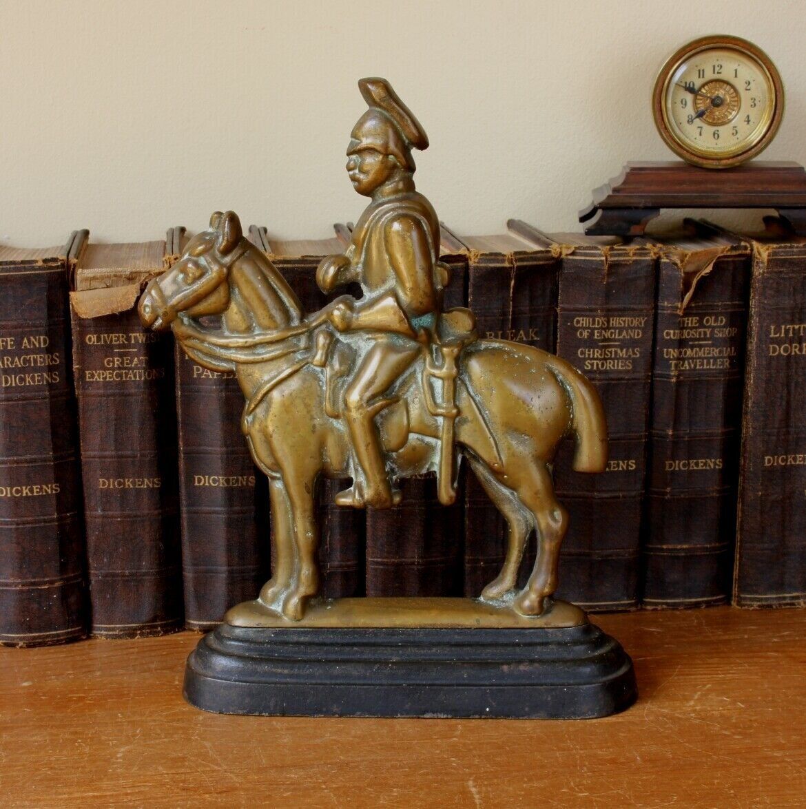 Soldier And Horse Door Stop Porter Brass Doorstop Figure Ornament photo vintage