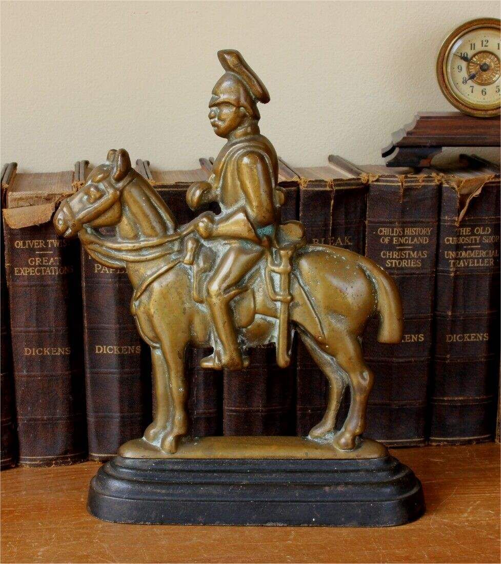 photo furniture Soldier And Horse Door Stop Porter Brass Doorstop Figure Ornament