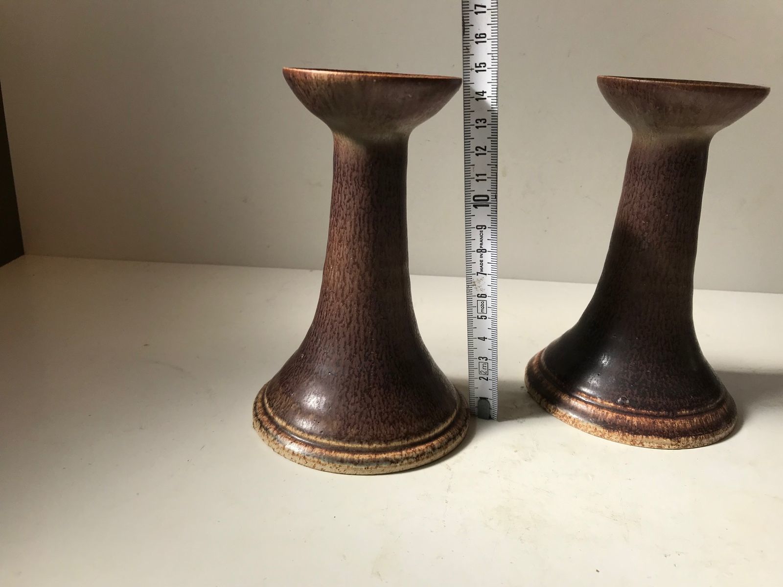 Vintage Danish Stoneware Candleholders From Marco Stentøj, 1970s, Set Of 2 photo vinterior