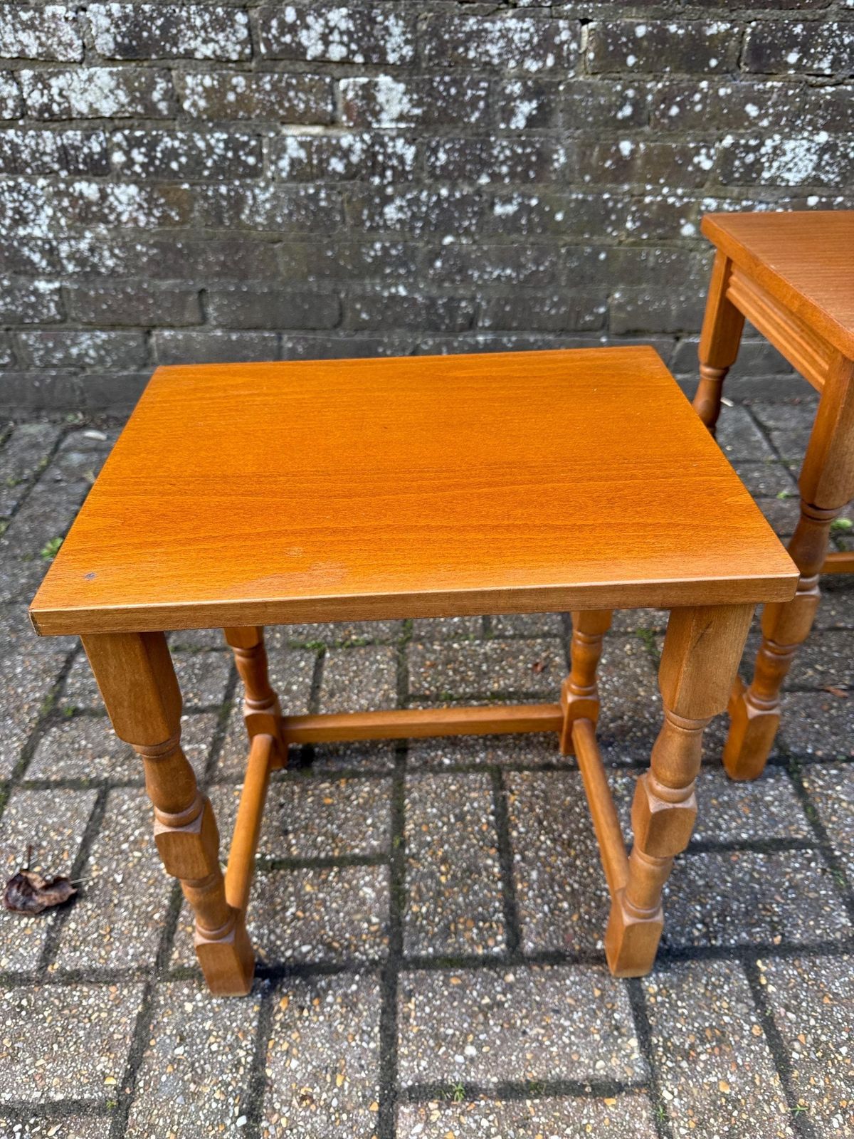 Vintage Nest Of Two Beech Occasional Tables, Plant Stands, Side Tables, Small Vintage Wooden Tables, Lamp Tables, Two Vintage Tables photo 151.0