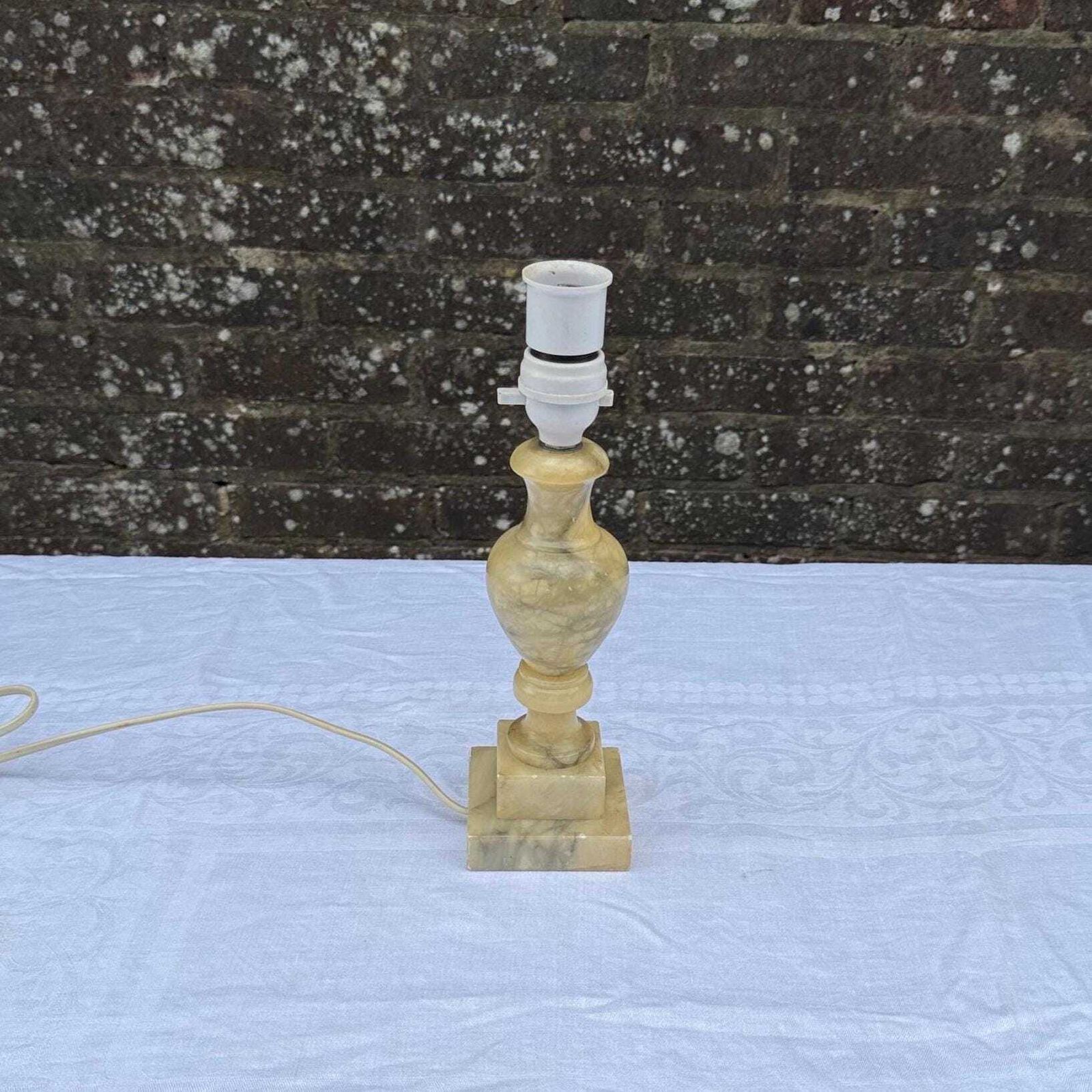 Rare Mid Century Vintage Italian Alabaster Lamp, Small Hand Carved Stone Table Lamp Mcm Lighting, Genuine Alabaster Made In Italy Pat Tested
