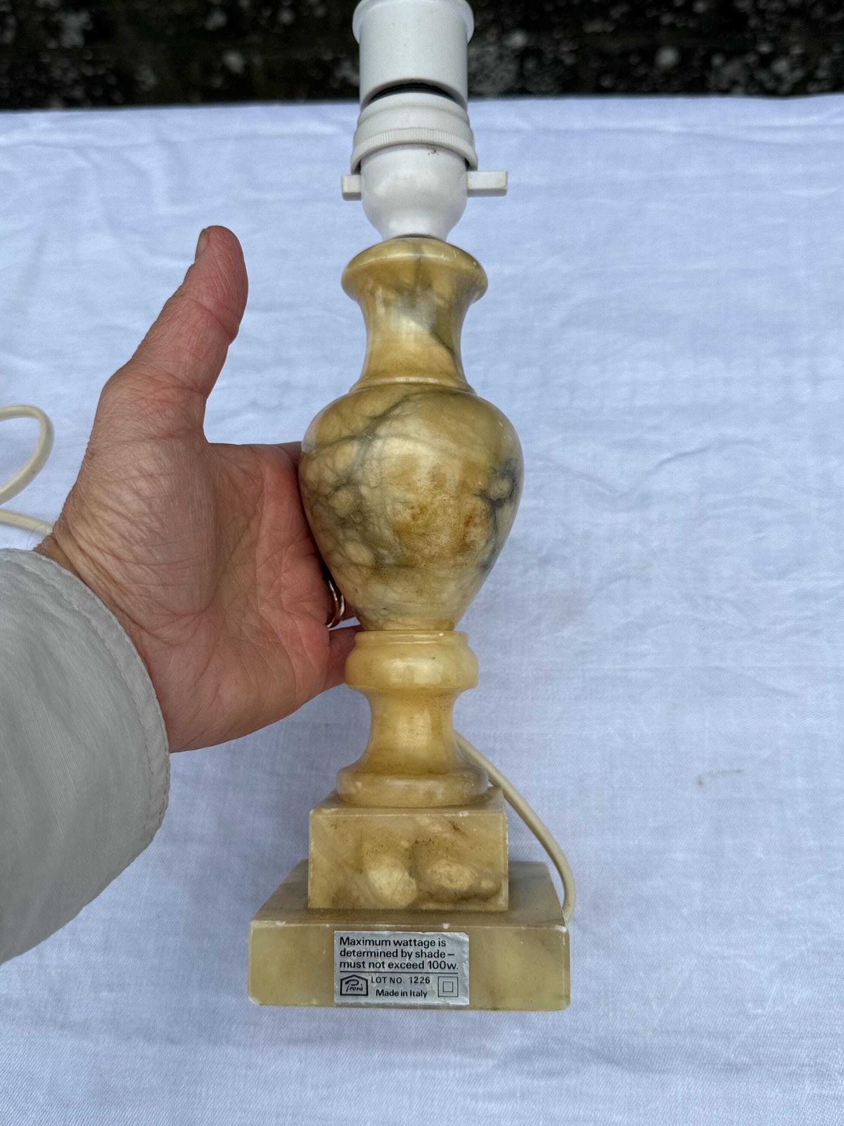 Rare Mid Century Vintage Italian Alabaster Lamp, Small Hand Carved Stone Table Lamp Mcm Lighting, Genuine Alabaster Made In Italy Pat Tested photo furniture
