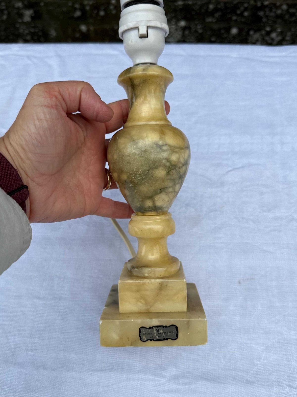 Rare Mid Century Vintage Italian Alabaster Lamp, Small Hand Carved Stone Table Lamp Mcm Lighting, Genuine Alabaster Made In Italy Pat Tested photo buy