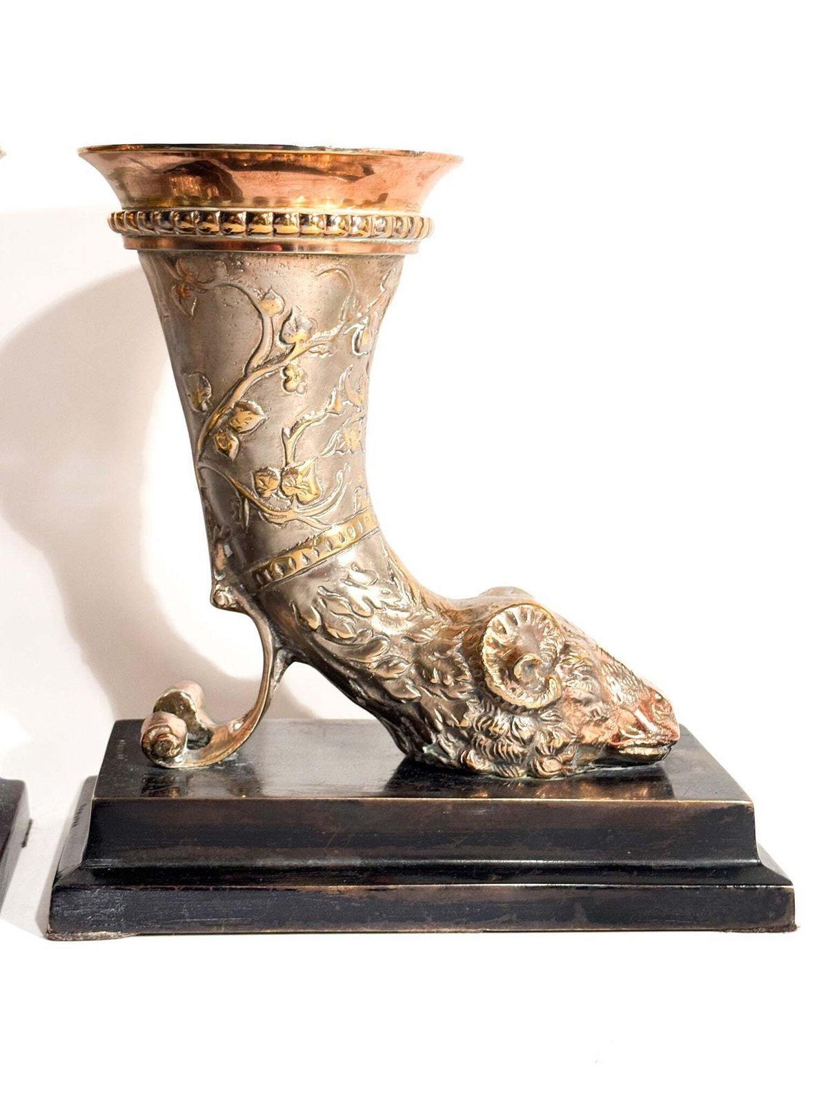 Pair Of Bronze Bookend Sculptures With Horn And Ram, 20th Century photo Art