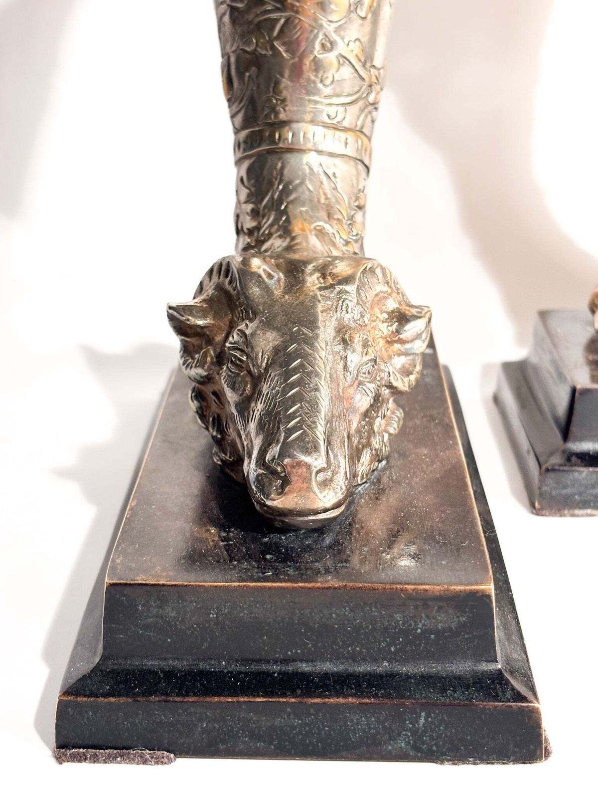 Pair Of Bronze Bookend Sculptures With Horn And Ram, 20th Century photo 1079.0