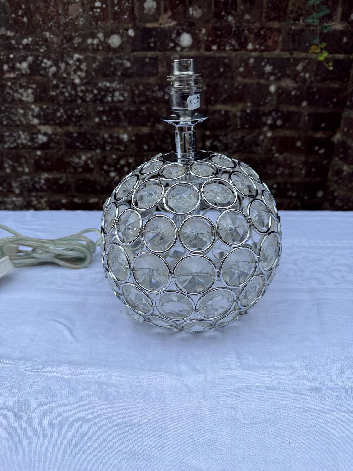 Vintage Crystal Globe Lamp, Chrome & Glass Orb Table Lamp With Faceted Crystal Discs, Retro Glam Lighting, Laura Ashley Store Lamp photo Lighting