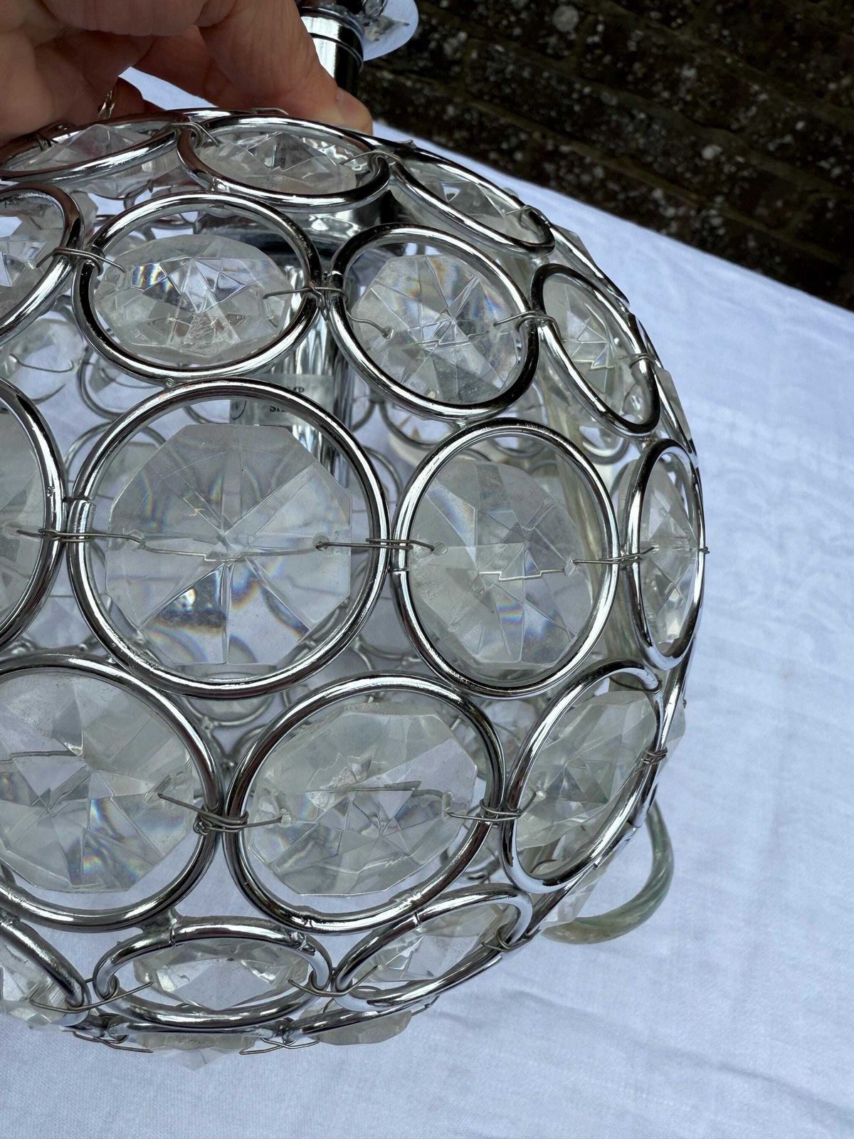 Vintage Crystal Globe Lamp, Chrome & Glass Orb Table Lamp With Faceted Crystal Discs, Retro Glam Lighting, Laura Ashley Store Lamp photo vintage