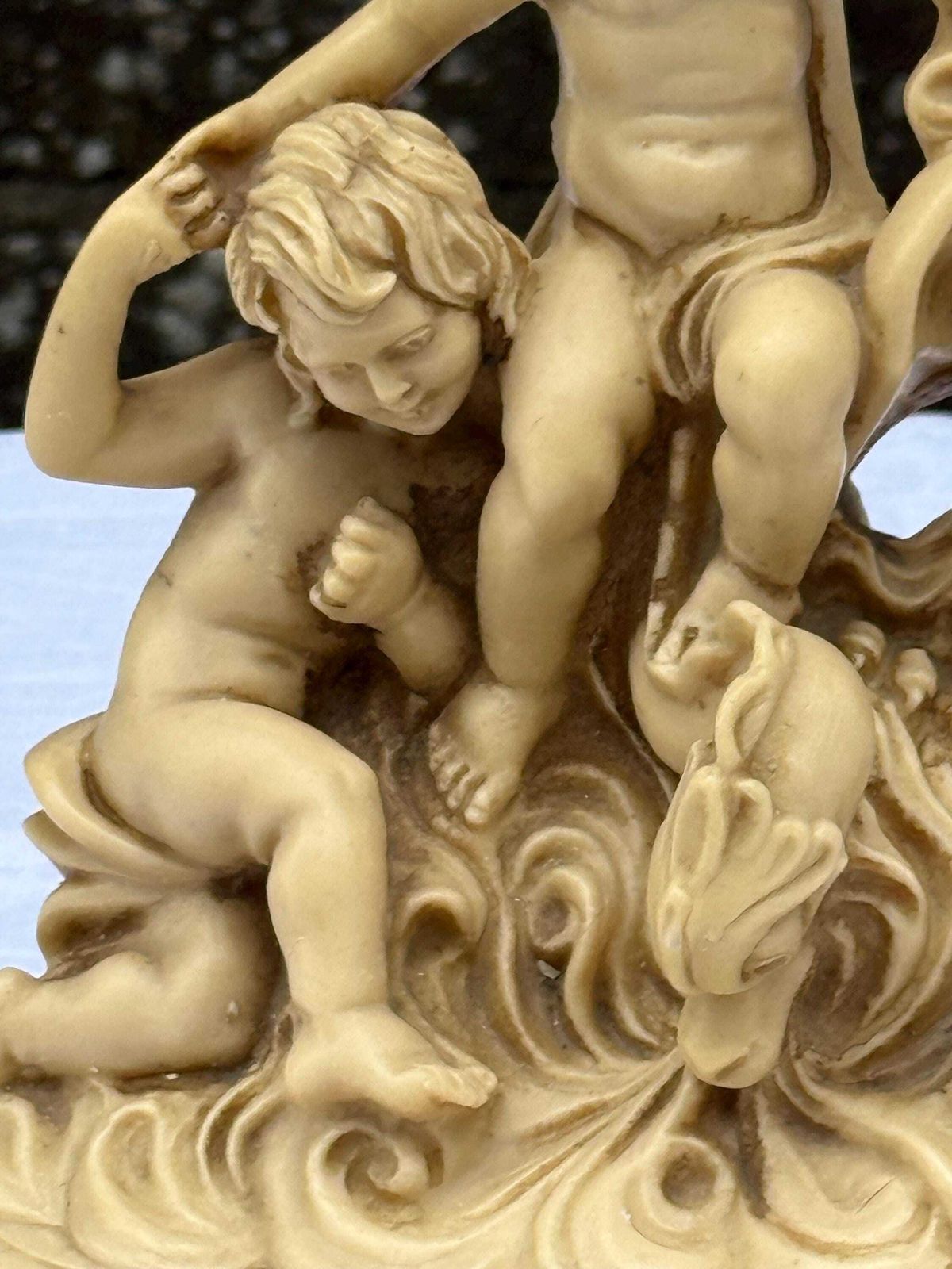 Vintage Resin Cherub Lamp, Baroque Rococo Putti Table Lamp Base With Ornate Detail, Classical Decorative Lighting   Working And Tested photo vinterior