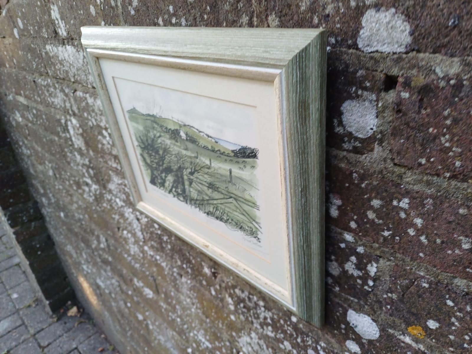 Vintage Signed Lithograph Of Beachy Head, South Downs, Sussex By Robert Taverner (1920 2004), Coastal Landscape Framed English Seaside Art photo vintage