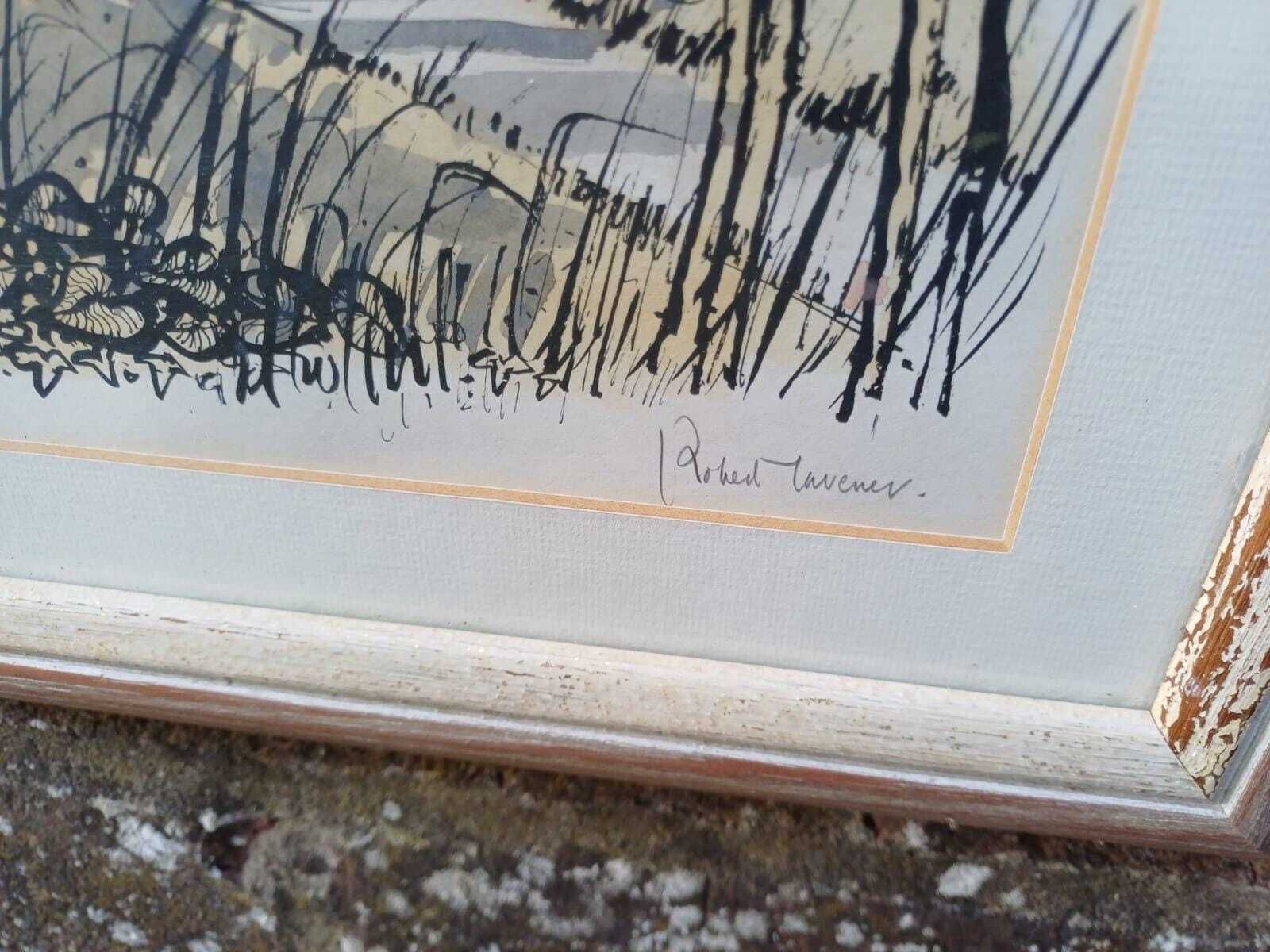 Vintage Signed Lithograph Of Alfriston Sussex By Robert Taverner (1920 2004), Village Landscape Framed English Countryside Art photo for sale