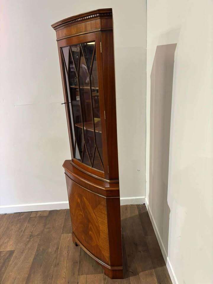 photo for sale Reproduction Mahogany Corner Cabinet