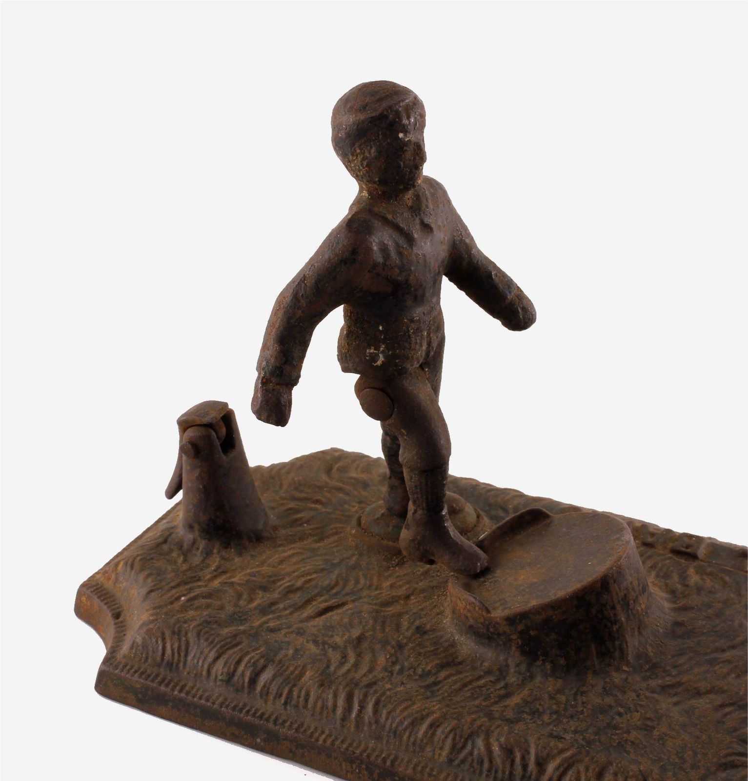 Cast Iron Football Bank. Victorian Mechanical Money Box. John Harper Co. photo vinterior