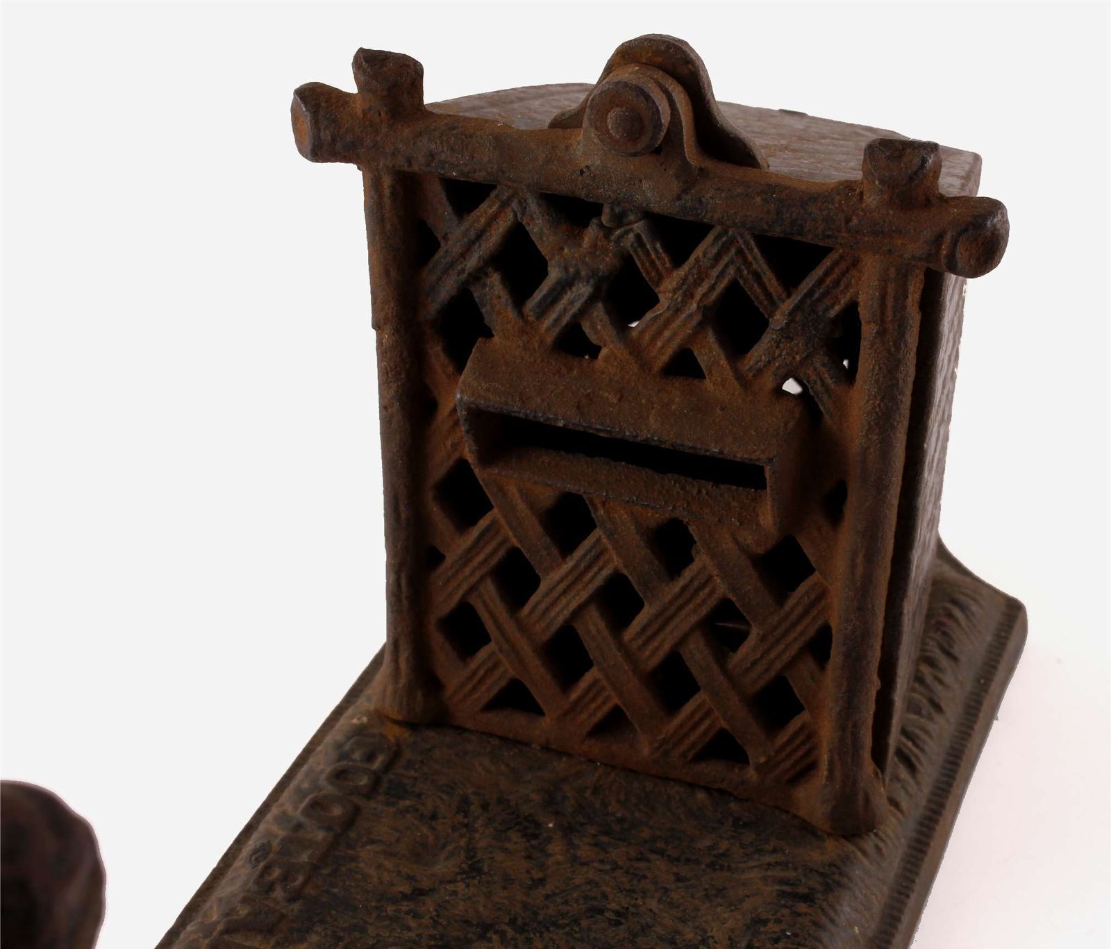 Cast Iron Football Bank. Victorian Mechanical Money Box. John Harper Co. photo vintage