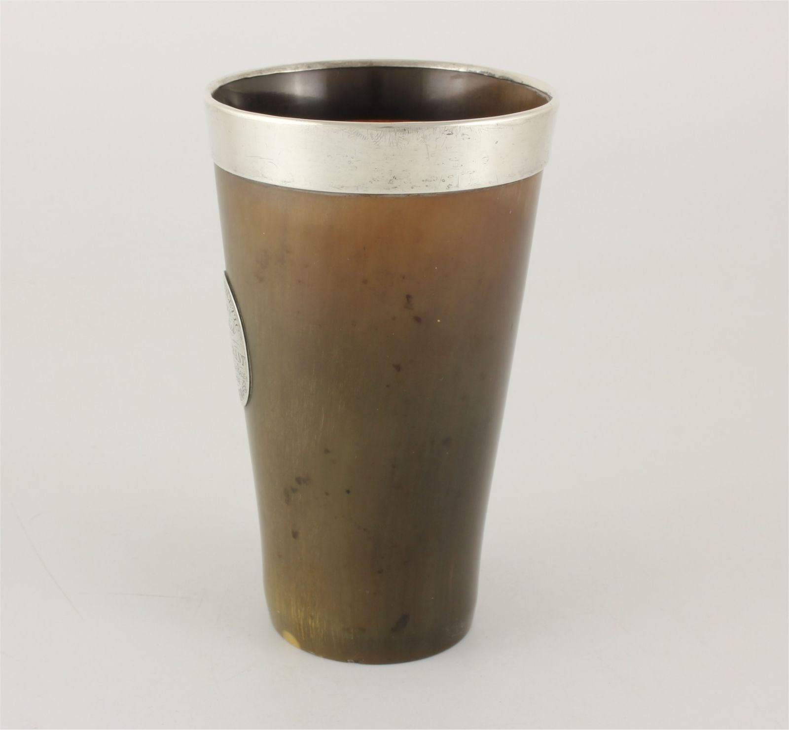 Horn Beaker Cup Silver Rim & Plaque. St Ives Athletic Sports Trophy 1881. photo vinterior