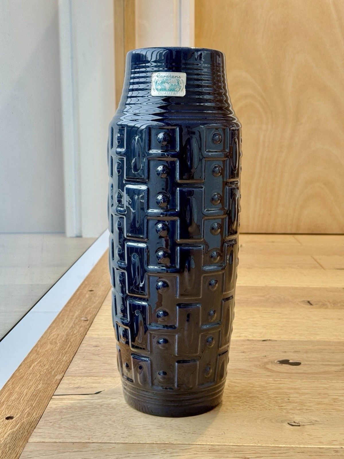 Rare West German Carstens Tonnieshof Large Geometric Fat Lava Vase Model E 3 40