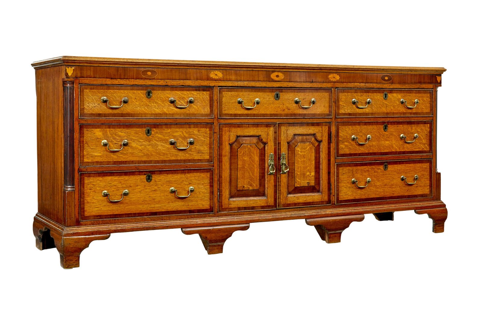 18th Century Inlaid Oak Lancashire Dresser Base