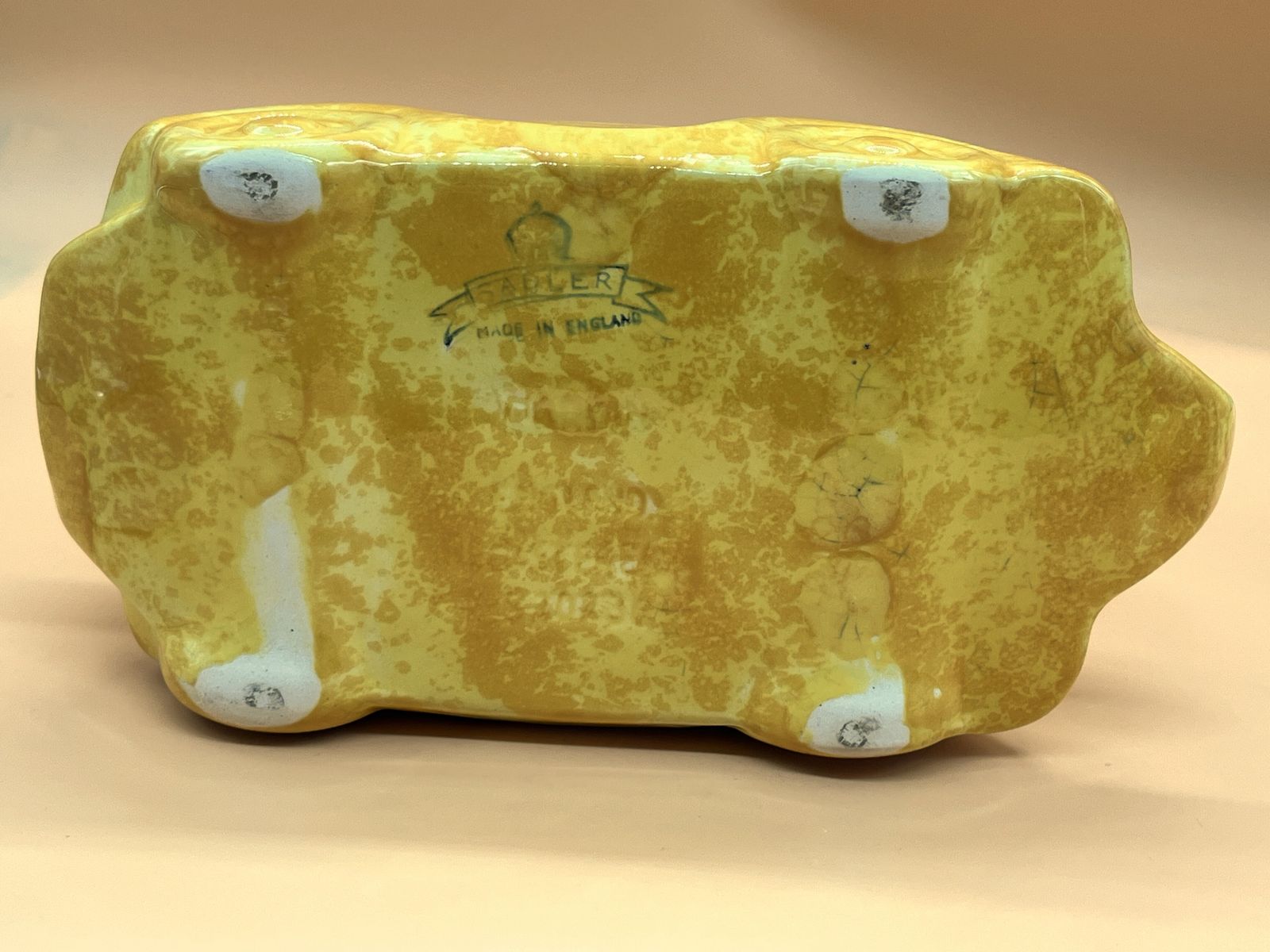 Art Deco Sadler Pottery Racing Car Tea Pot With Yellow Mottled Glaze. photo vintage