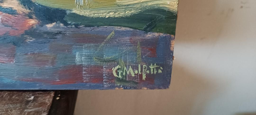 Dipinto Olio Su Tavola Marina Con Barche  Firmato Anni 50\60 photo buy