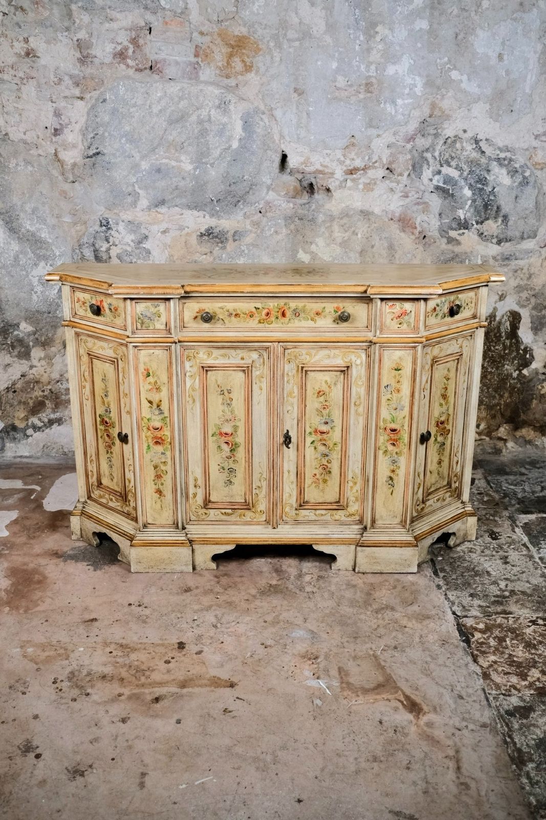Hand Painted Venetian Style Buffet Or Console, Mid 20th Century photo for sale