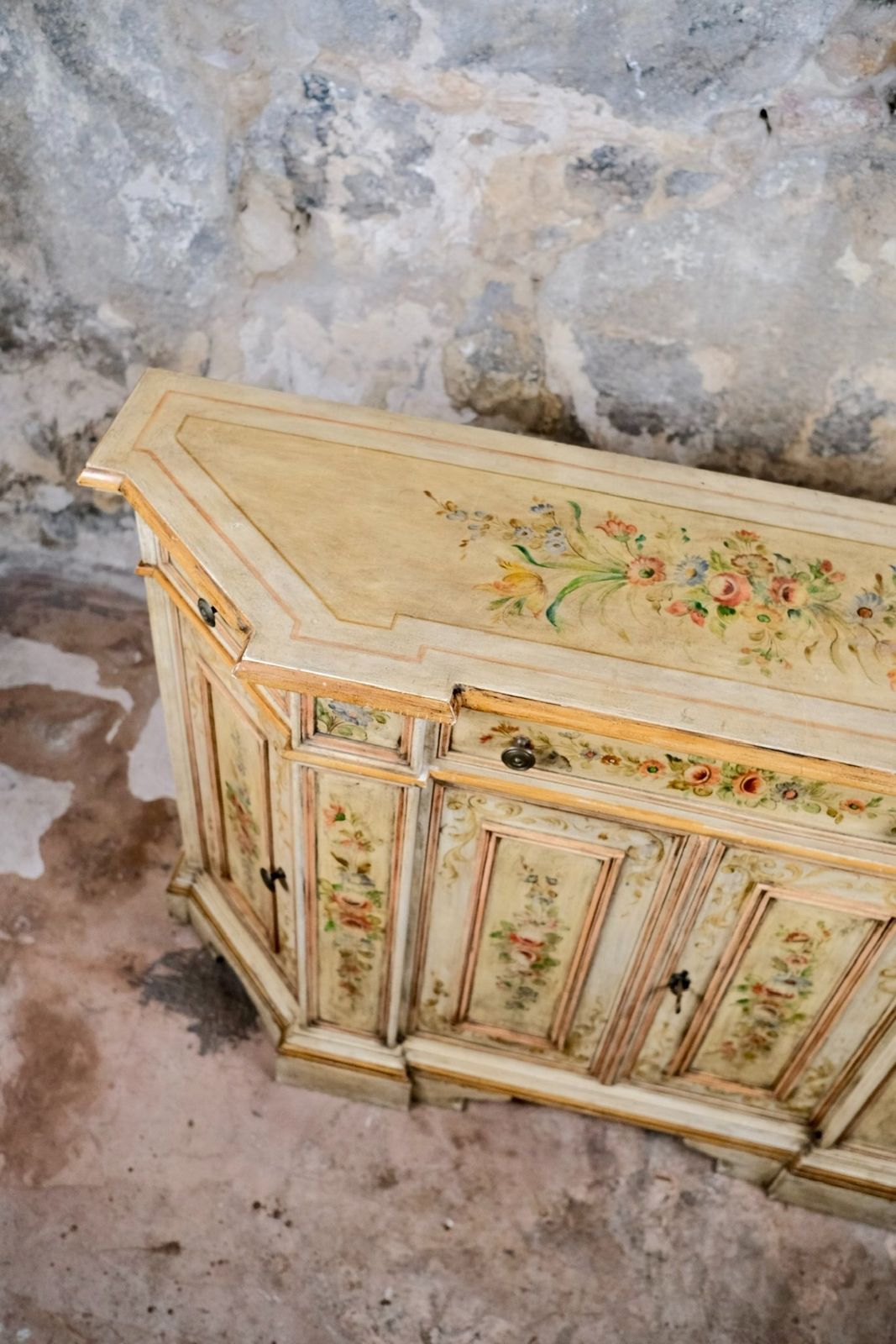 photo furniture Hand Painted Venetian Style Buffet Or Console, Mid 20th Century