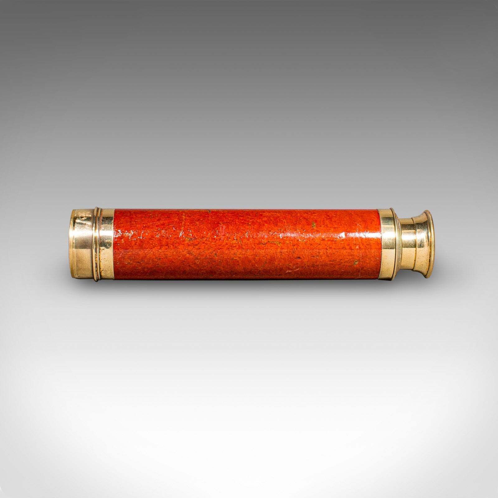 Small Antique 3 Draw Telescope, English Brass, Fruitwood, Terrestrial, Victorian photo Home Decor