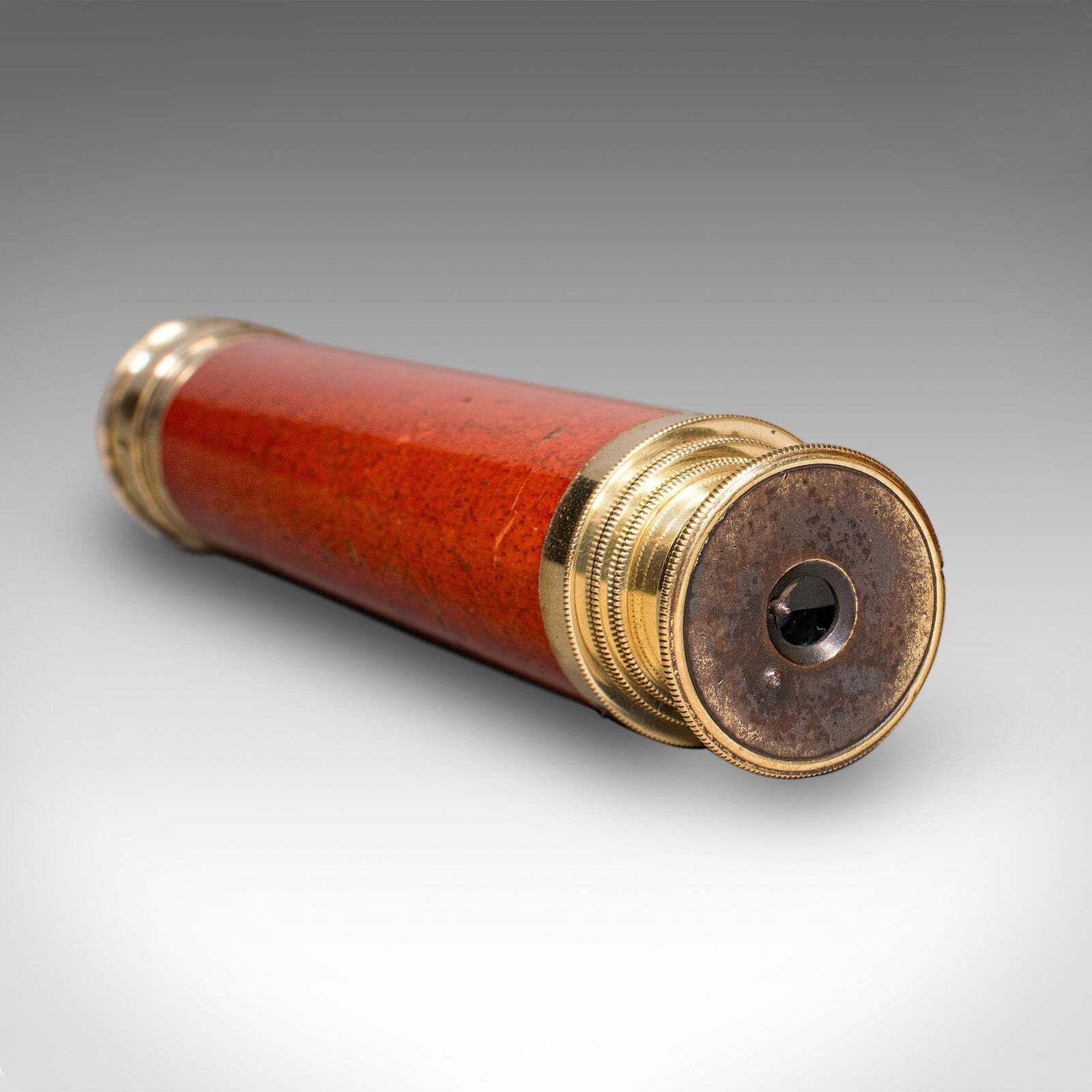 Small Antique 3 Draw Telescope, English Brass, Fruitwood, Terrestrial, Victorian photo buy