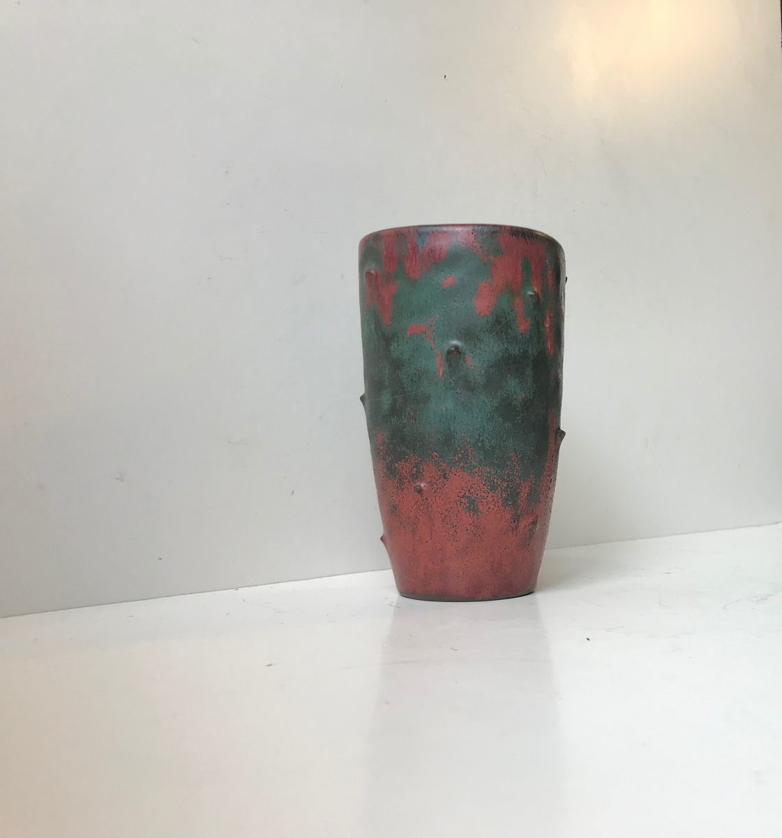Ceramic Art Deco Vase With Camou Glaze By Niels Peter Nielsen For Dagnaes, 1940s photo for sale