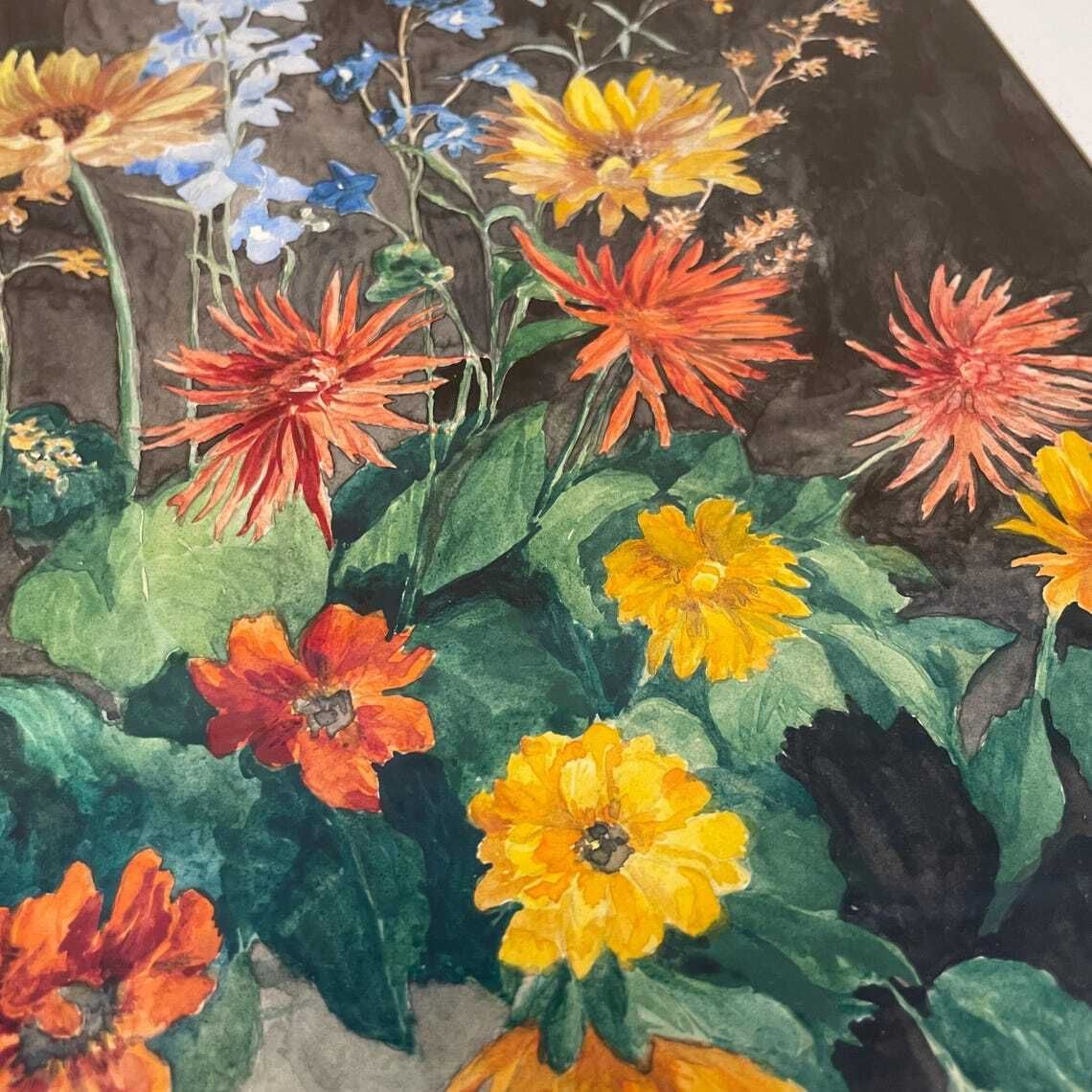 Watercolour Painting Still Life Floral Picture Flowers Wooden Frame White Mount Original Art Artwork Rectangle Portrait Wall Hanging photo 165.0
