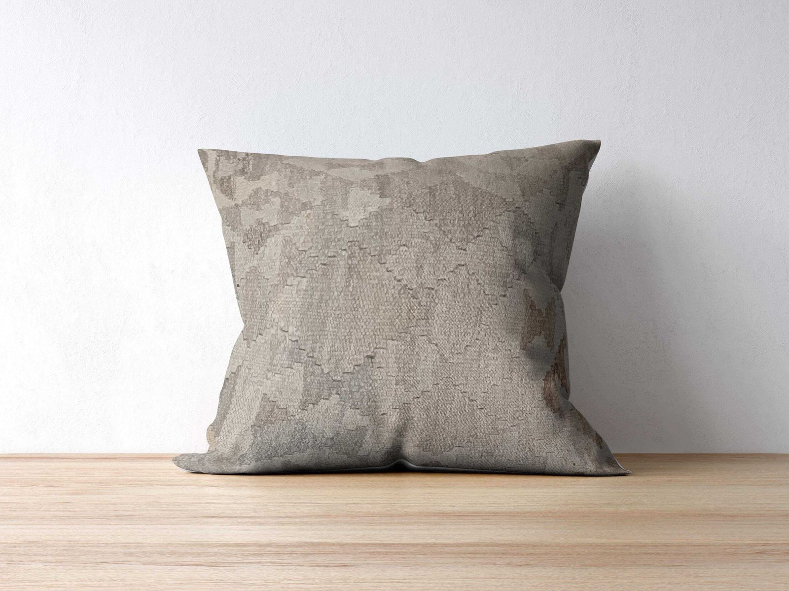 Large Grey Cushion Cover, Handmade Kilim Cushion, Oriental Pillow, Hand Knotted Pillow For Sofa, Couch Pillow, Boho Cushion 60x50 Cm