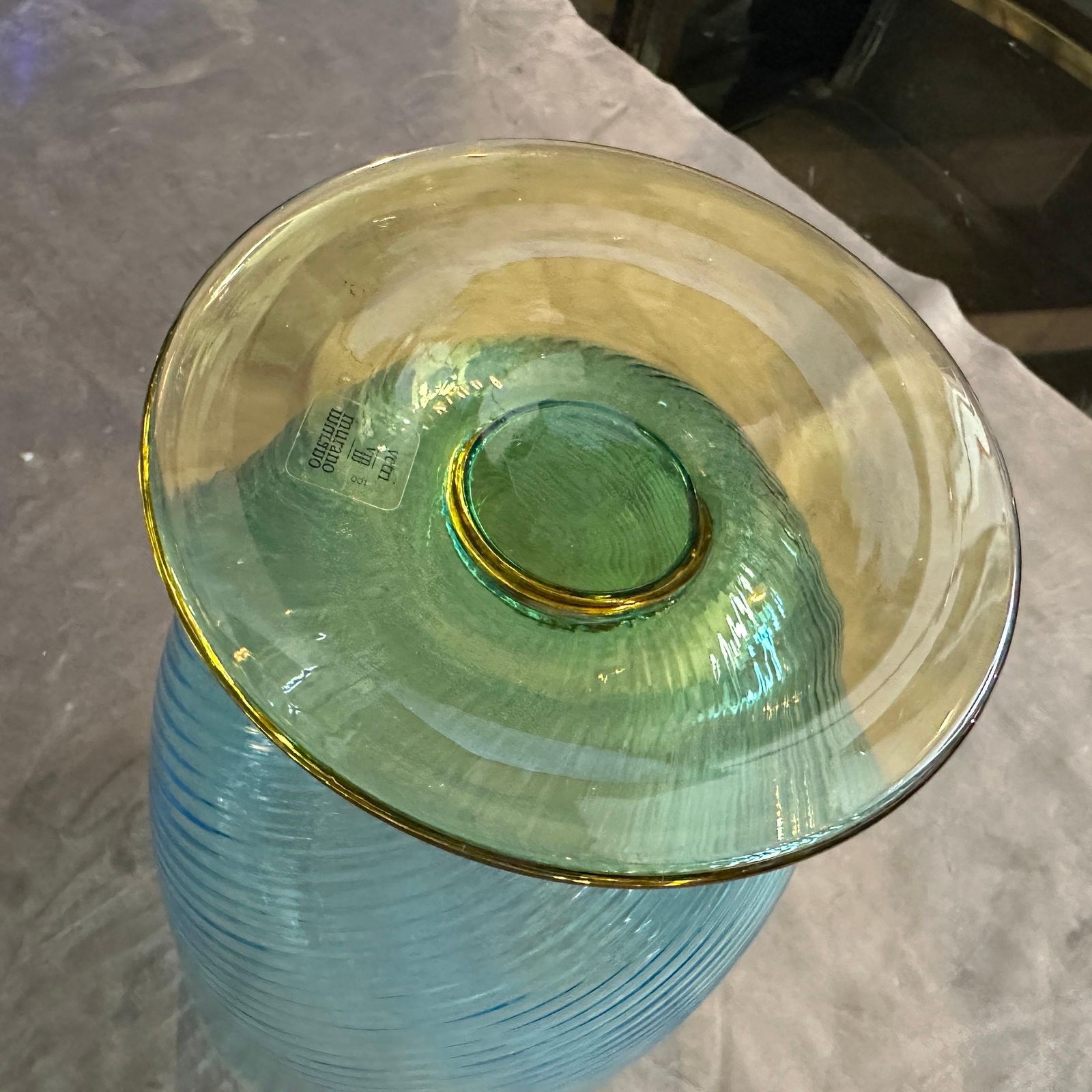 1980s Modern Blue And Yellow Murano Glass Vase By Carlo Moretti photo vinterior